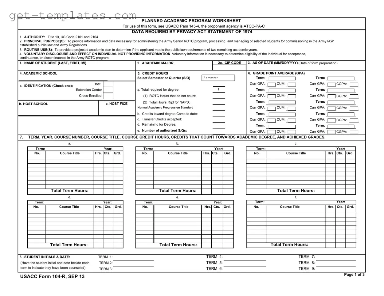 Fill in a Valid 104 R Template