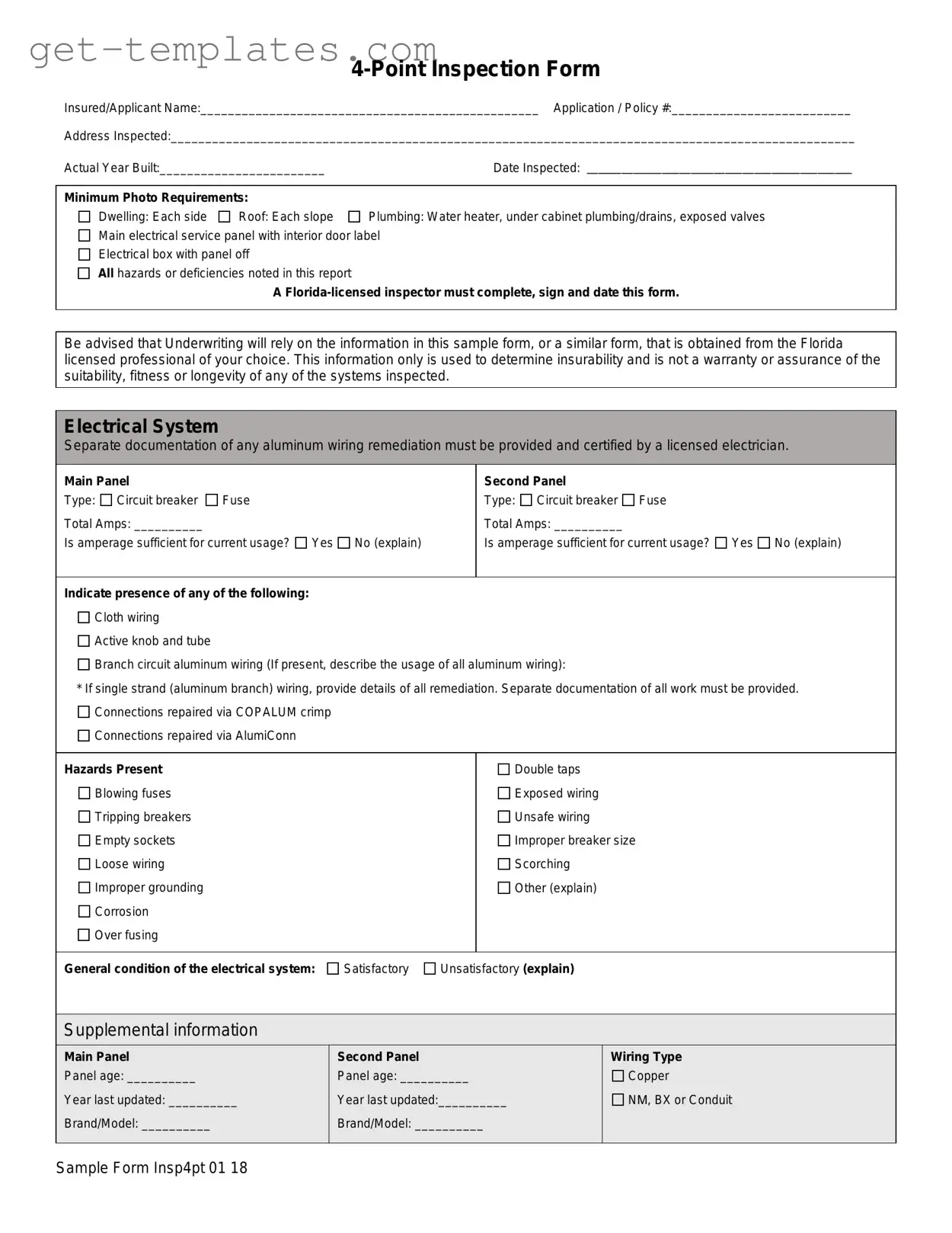 Fill in a Valid 4 Point Inspection Template