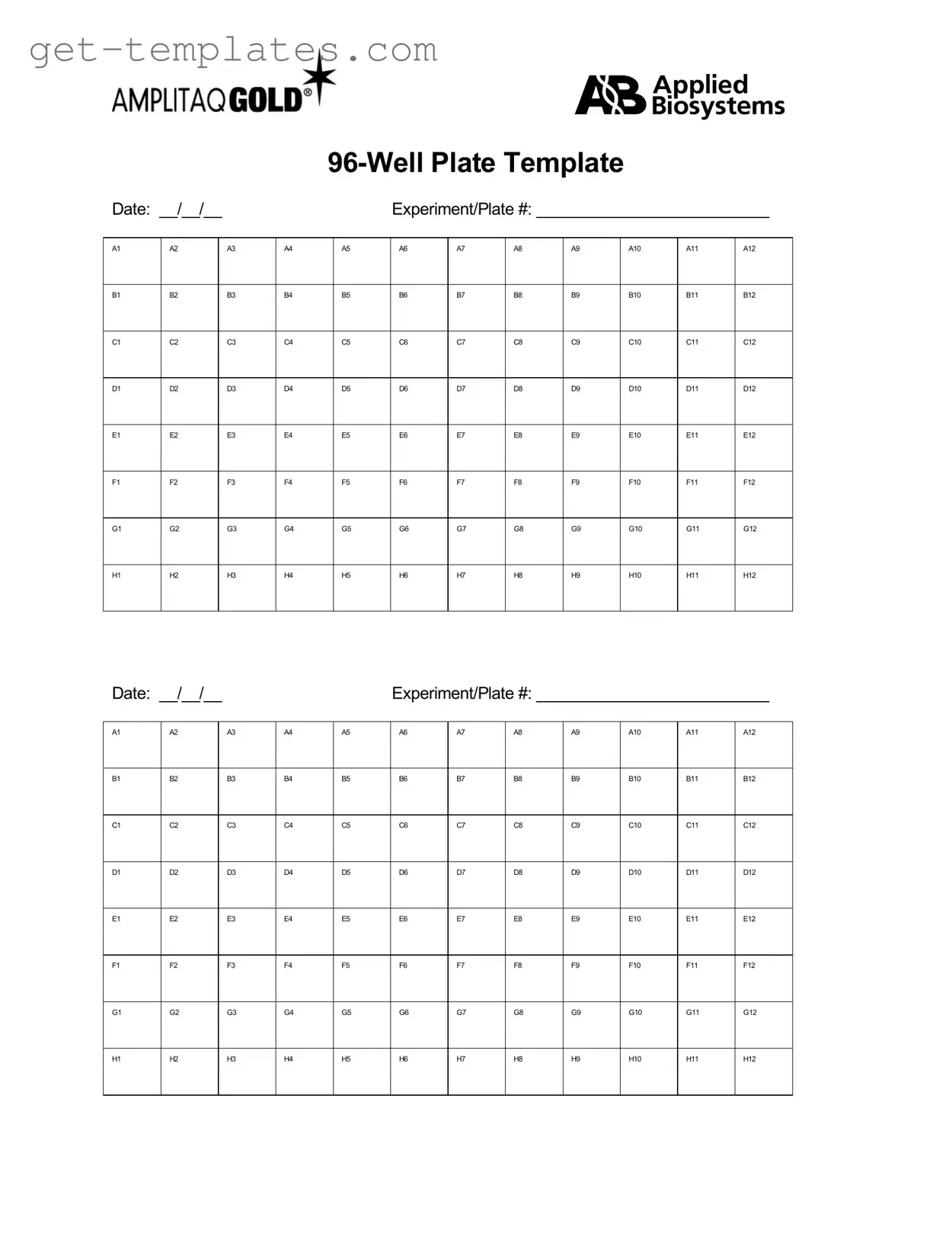 Fill in a Valid 96 Well Template