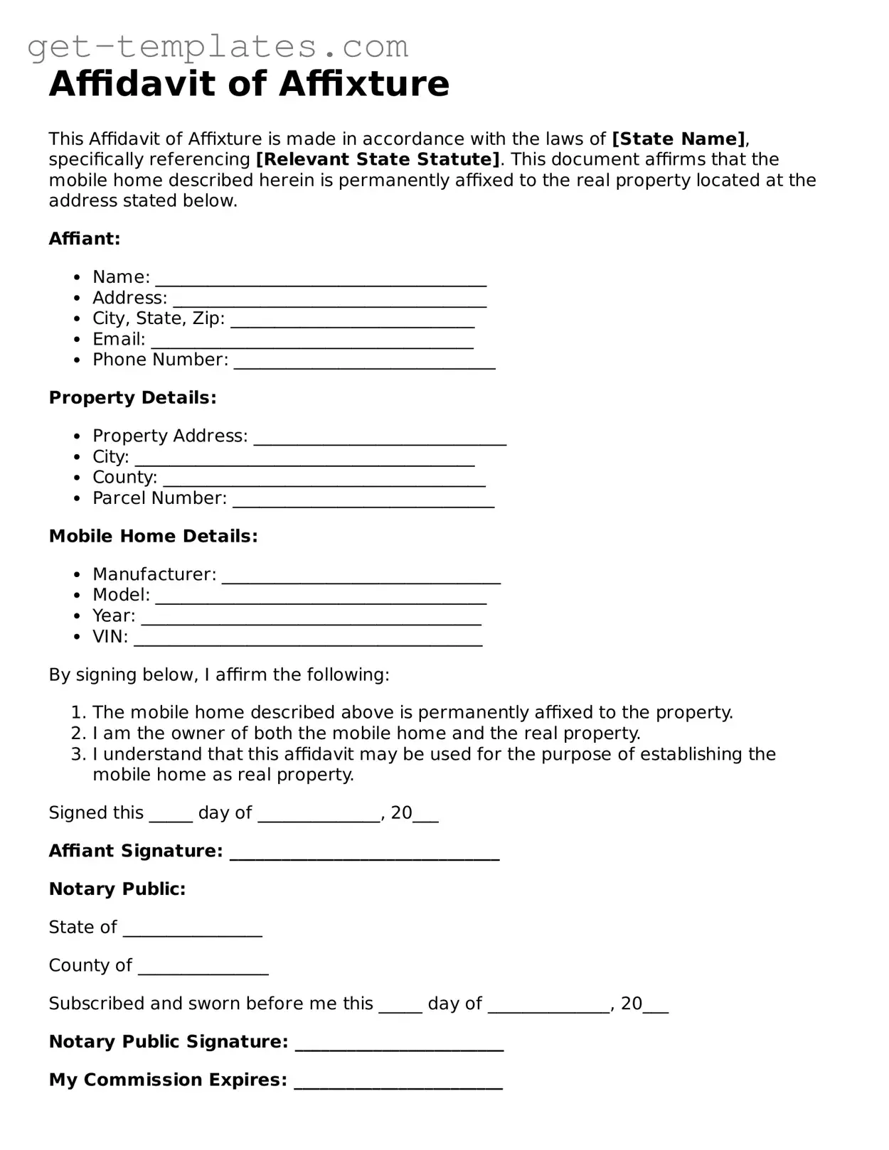 Attorney-Approved Affidavit of Affixture Form
