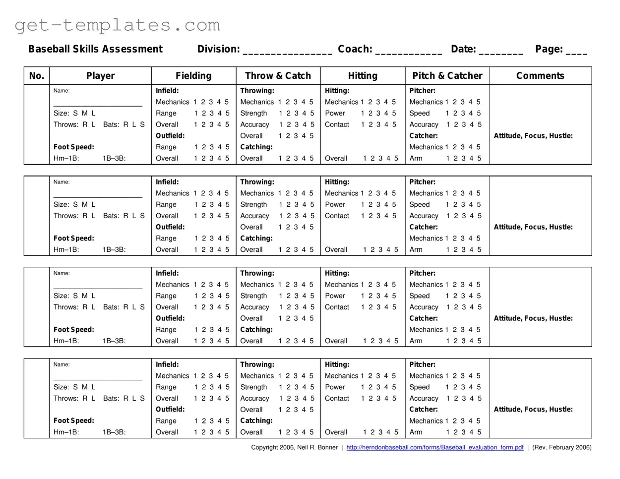Fill in a Valid Baseball Assessment Template