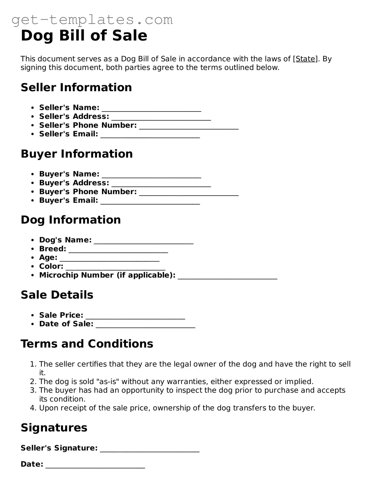 Attorney-Approved Dog Bill of Sale Form
