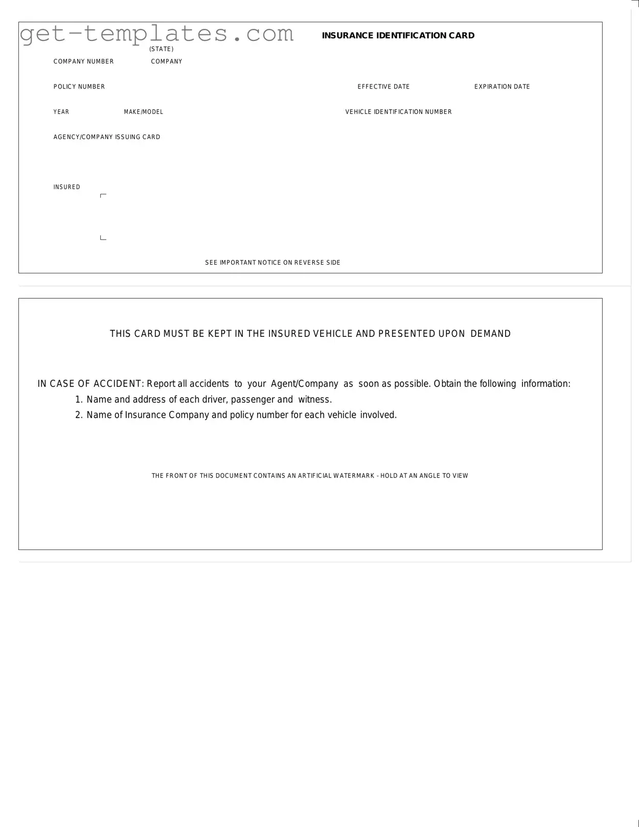 Fill in a Valid Auto Insurance Card Template