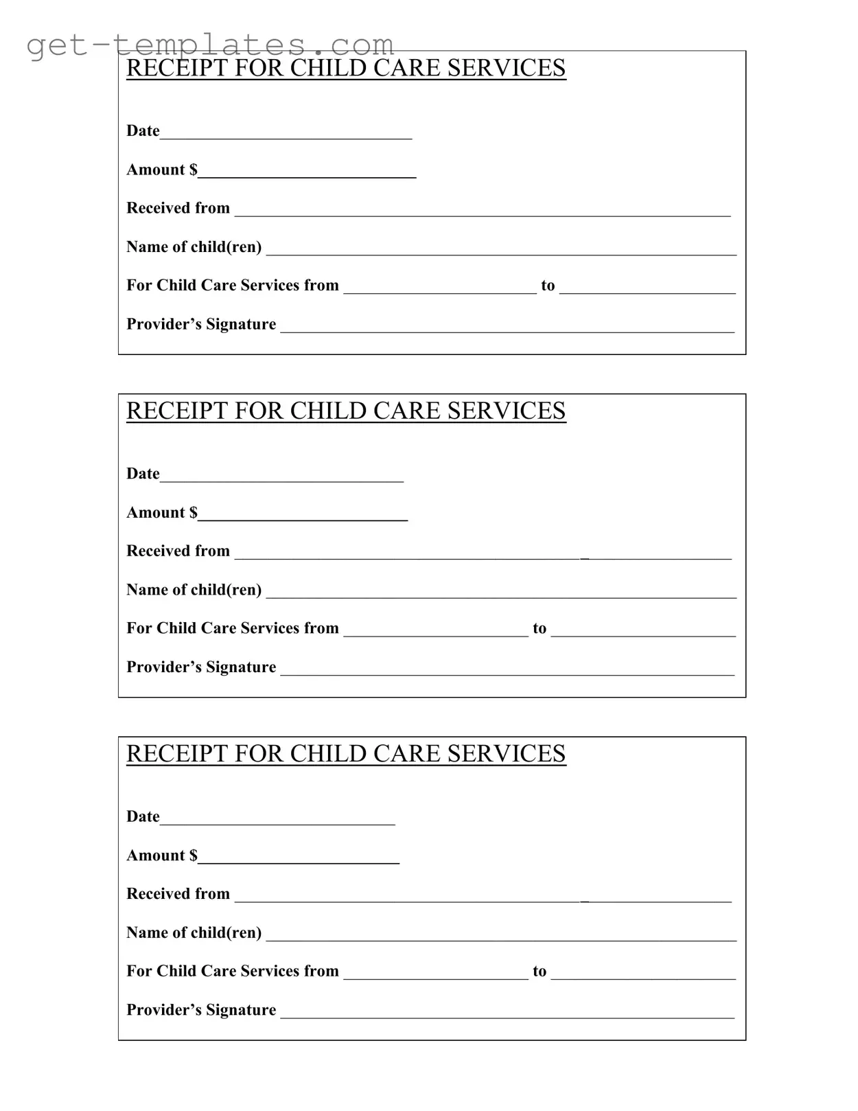 Fill in a Valid Childcare Receipt Template
