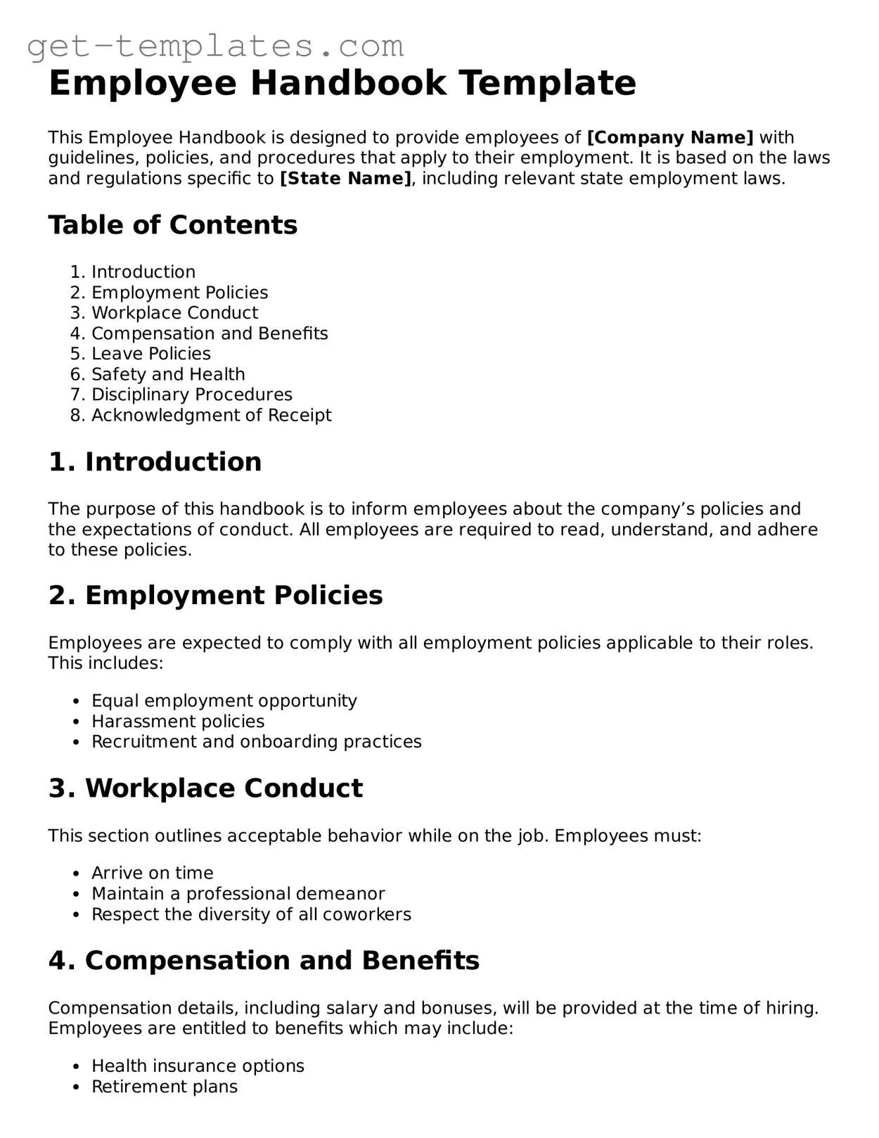 Attorney-Approved Employee Handbook Form
