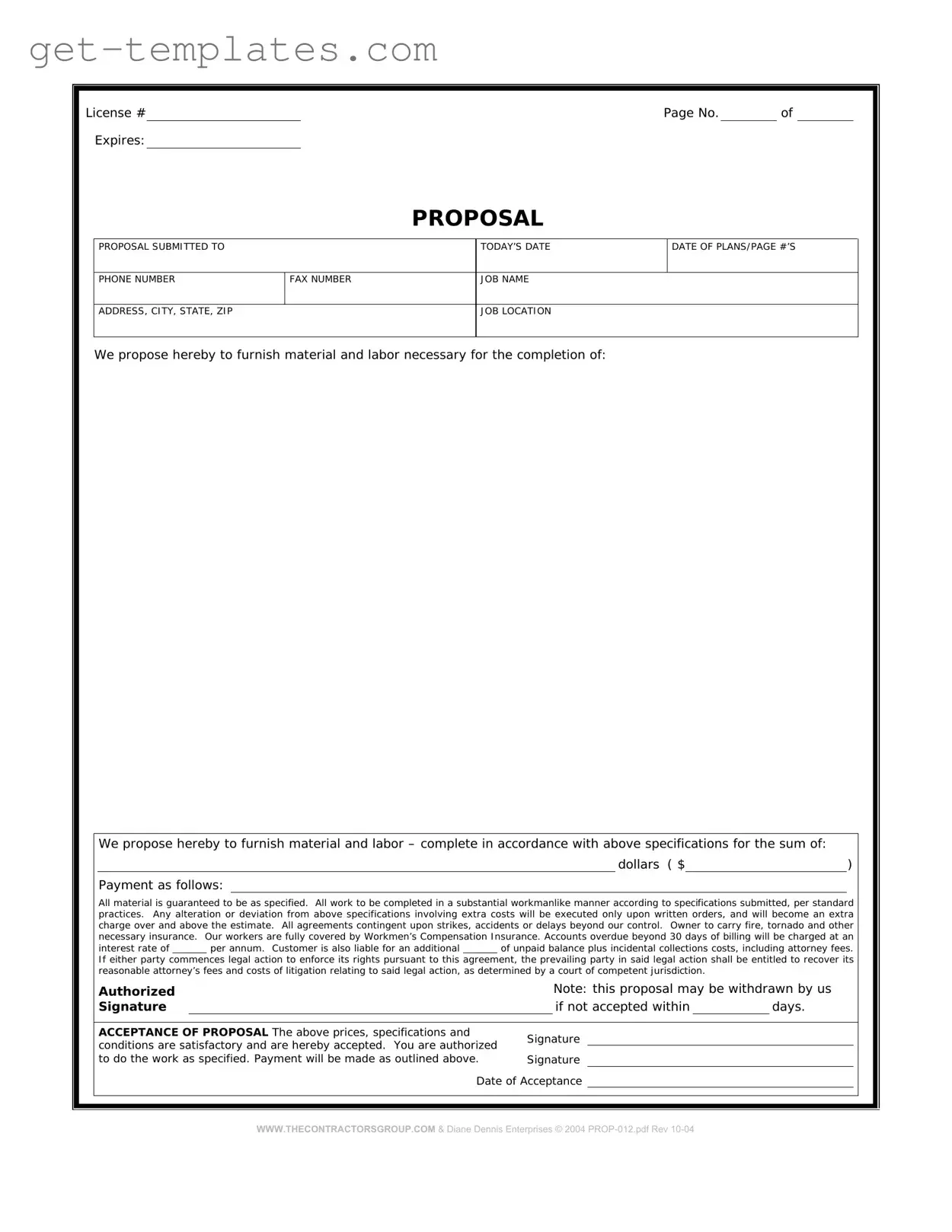 Fill in a Valid Construction proposal form Template