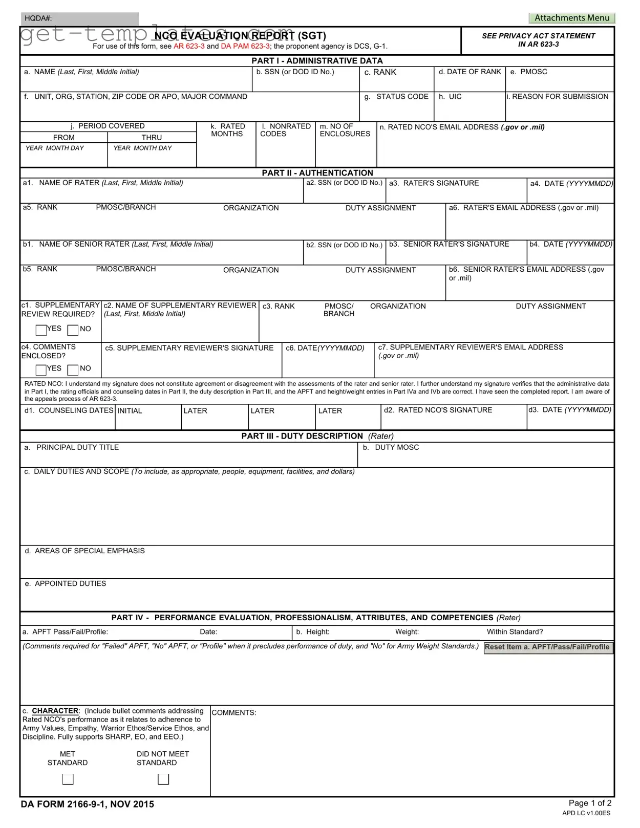 Fill in a Valid Da 2166 9 1 Template
