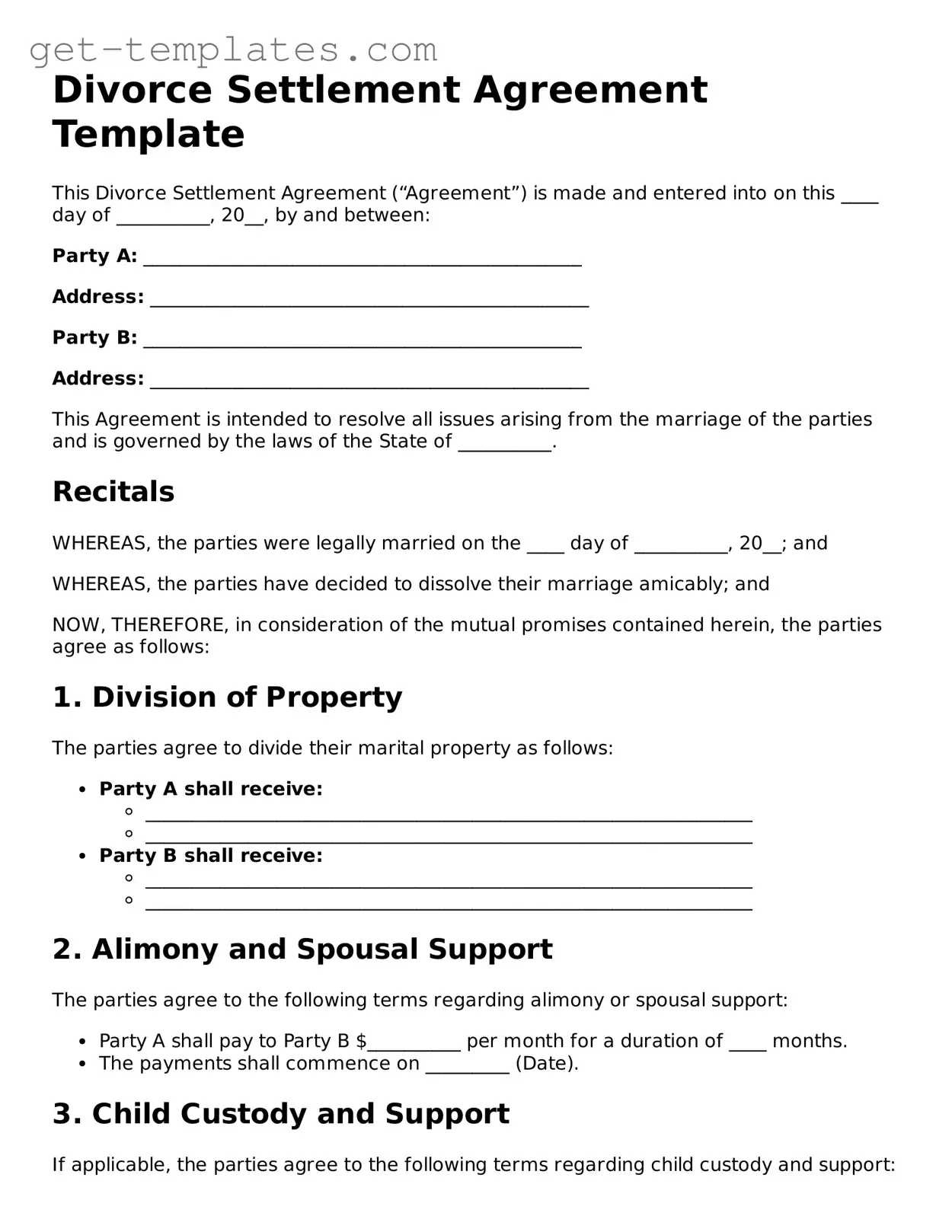 Attorney-Approved Divorce Settlement Agreement Form