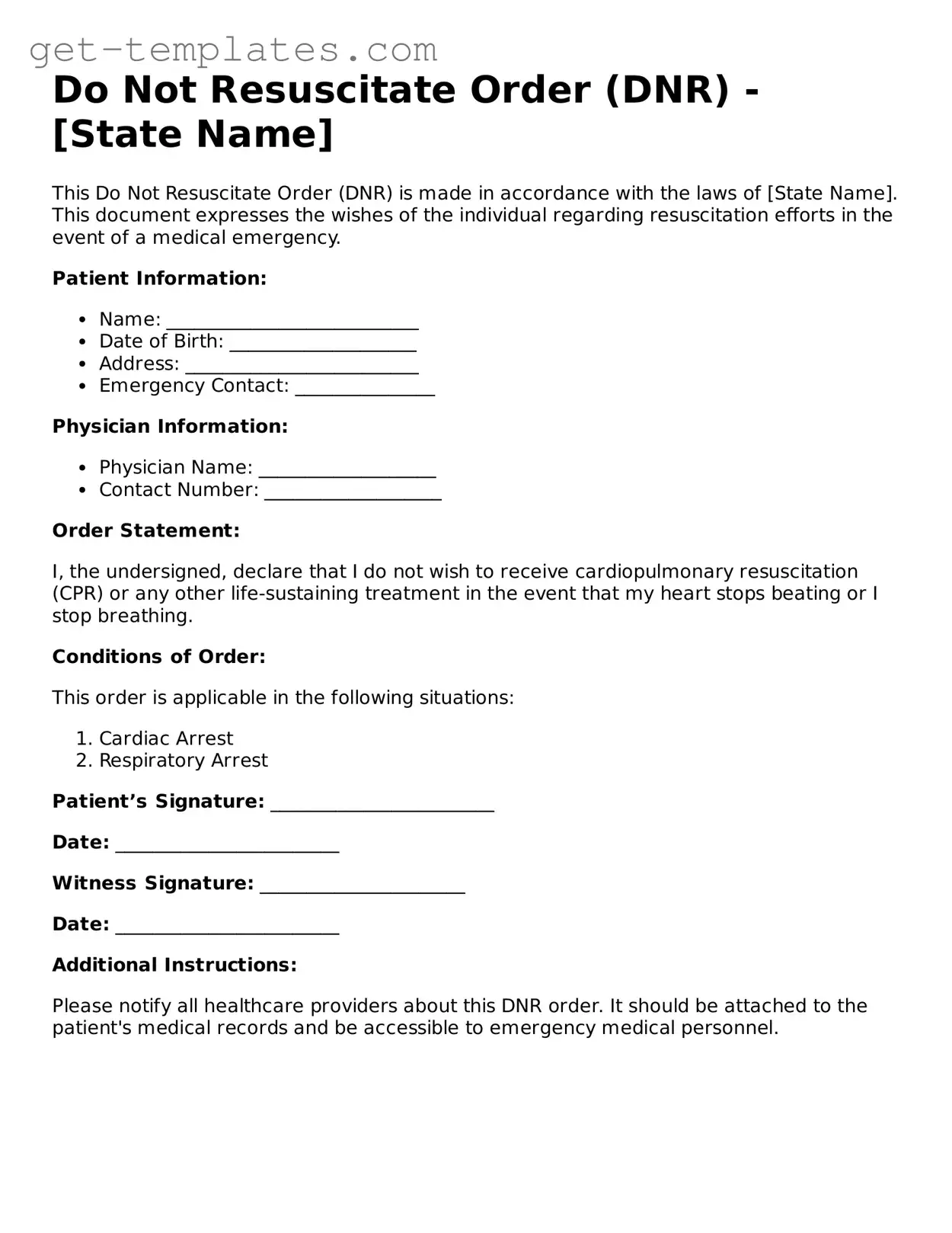 Attorney-Approved Do Not Resuscitate Order Form