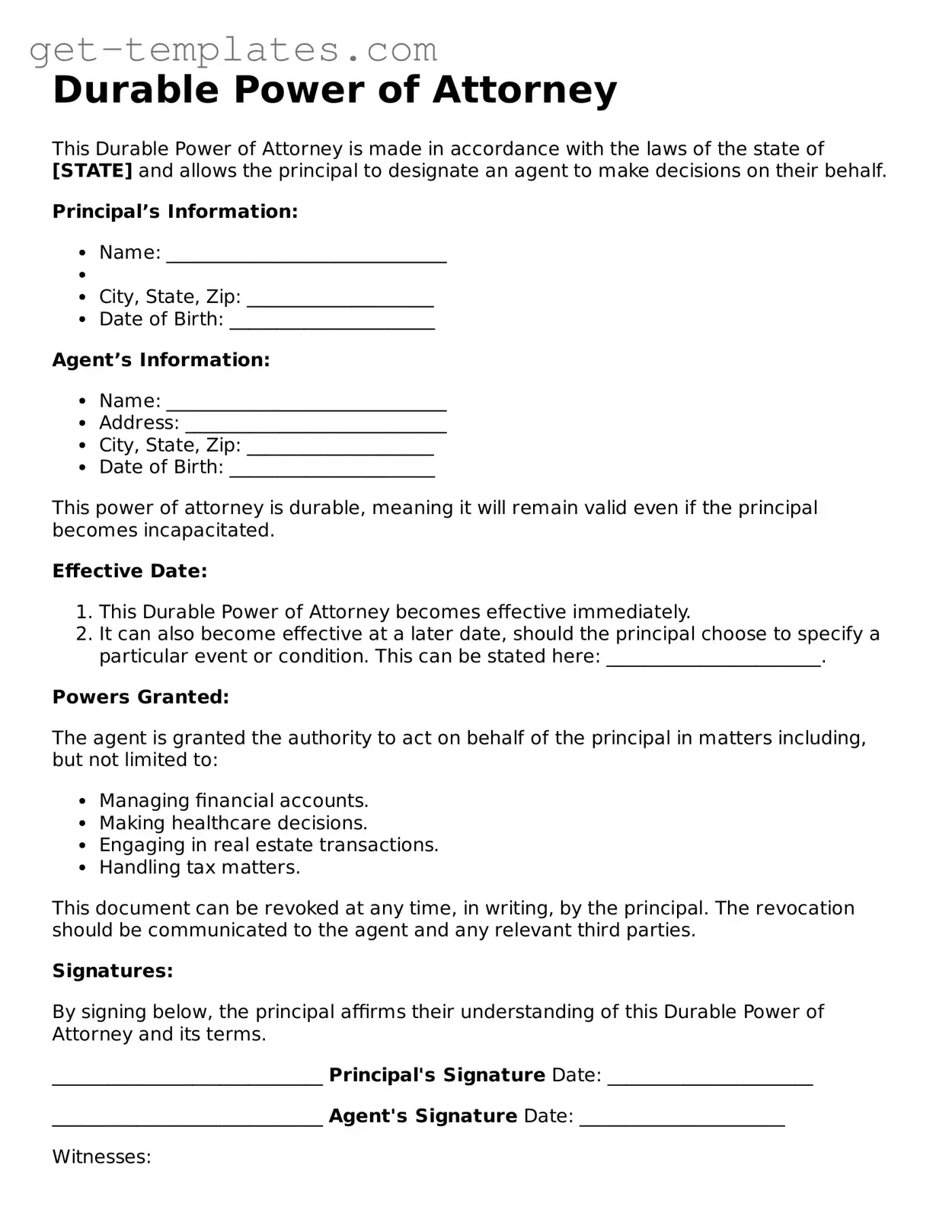 Attorney-Approved Durable Power of Attorney Form