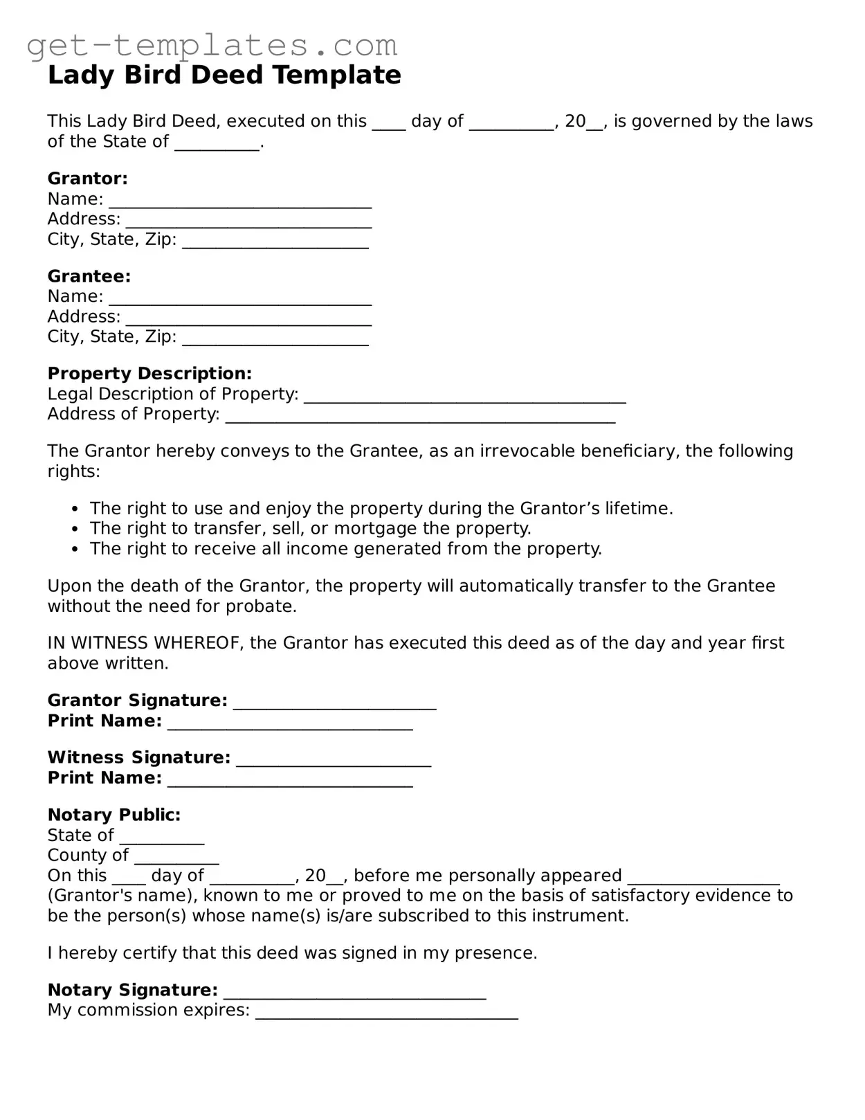 Attorney-Approved Lady Bird Deed Form