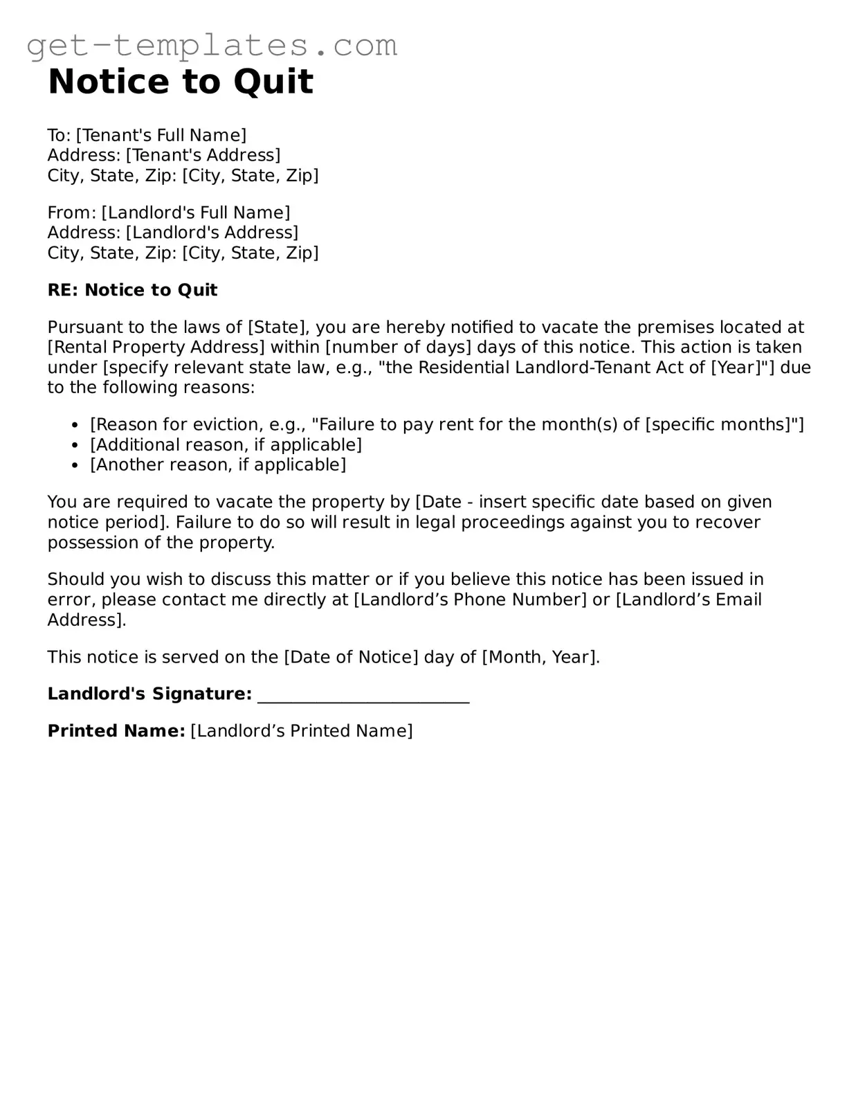Attorney-Approved Notice to Quit Form