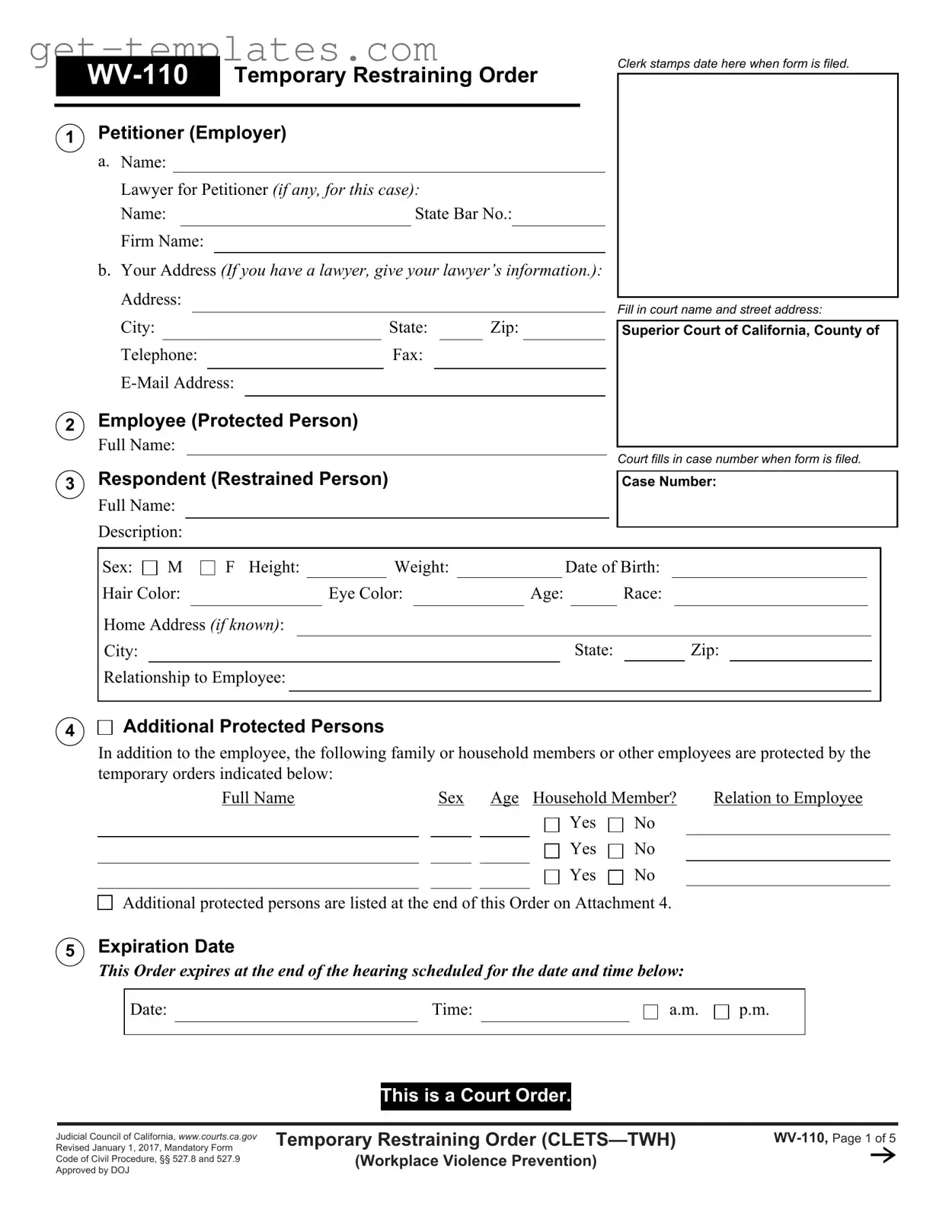 Fill in a Valid Fake Restraining Order Template