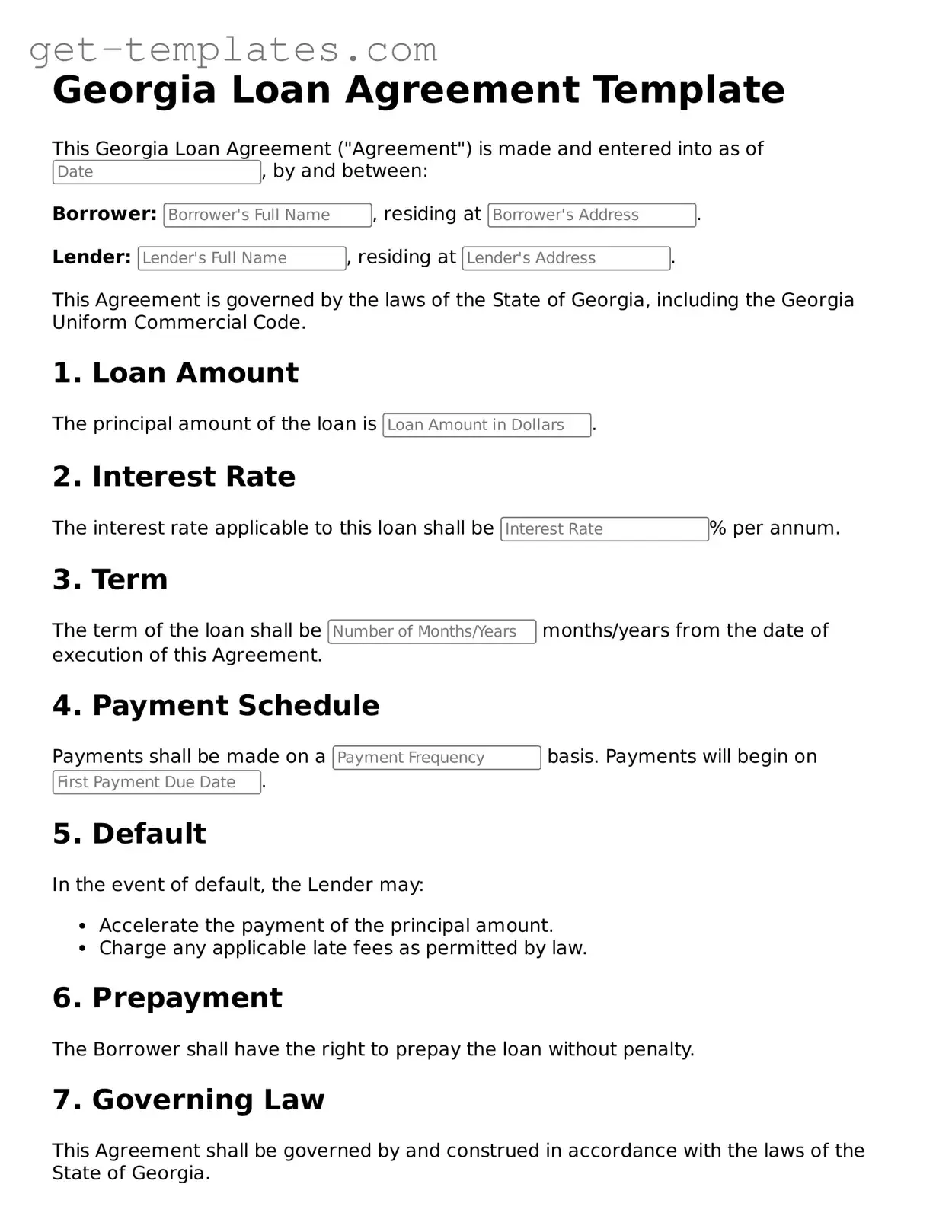 Attorney-Approved  Loan Agreement Document for Georgia
