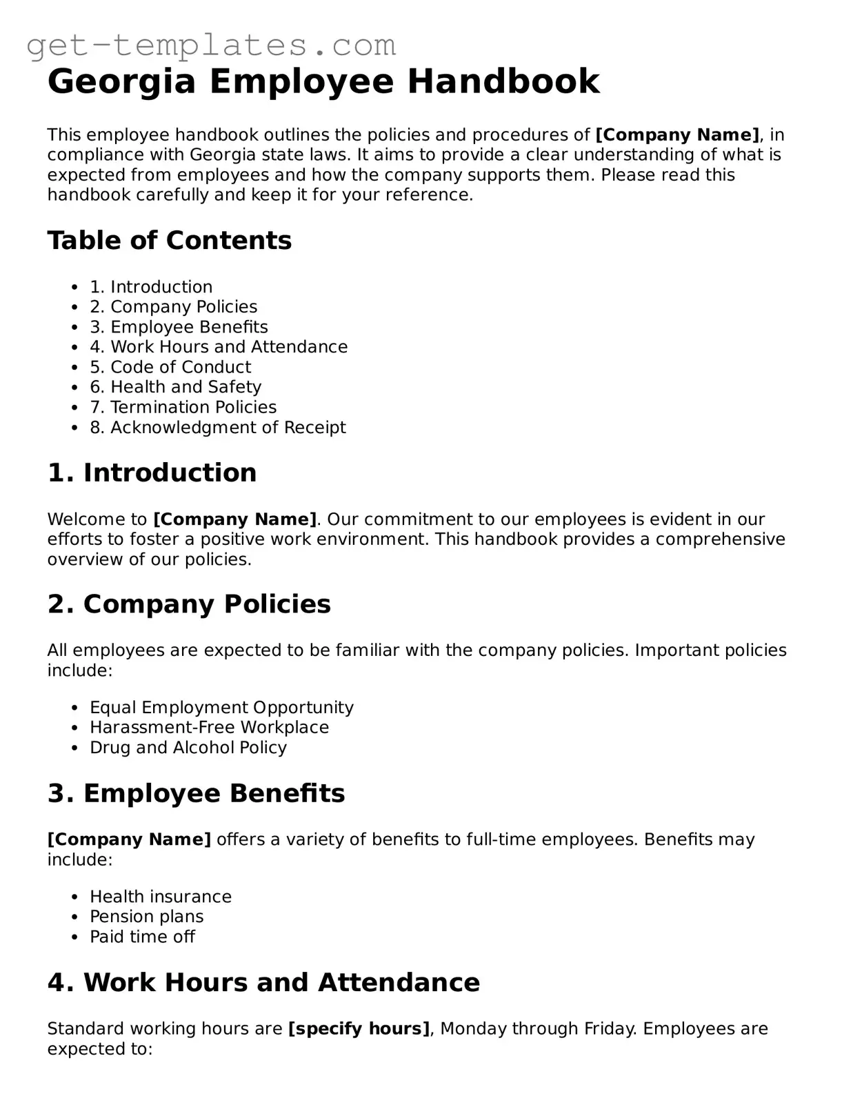 Attorney-Approved  Employee Handbook Document for Georgia