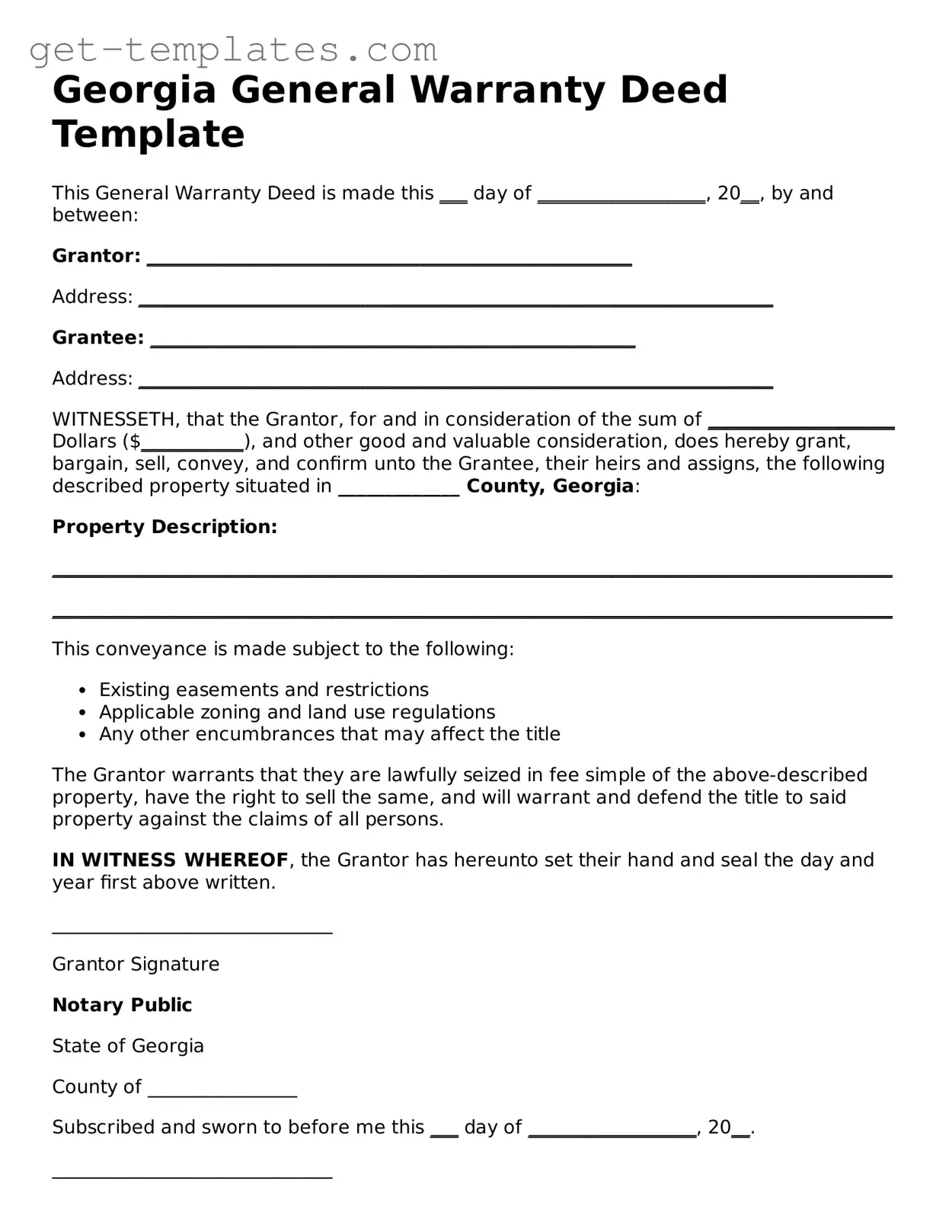 Attorney-Approved  Deed Document for Georgia