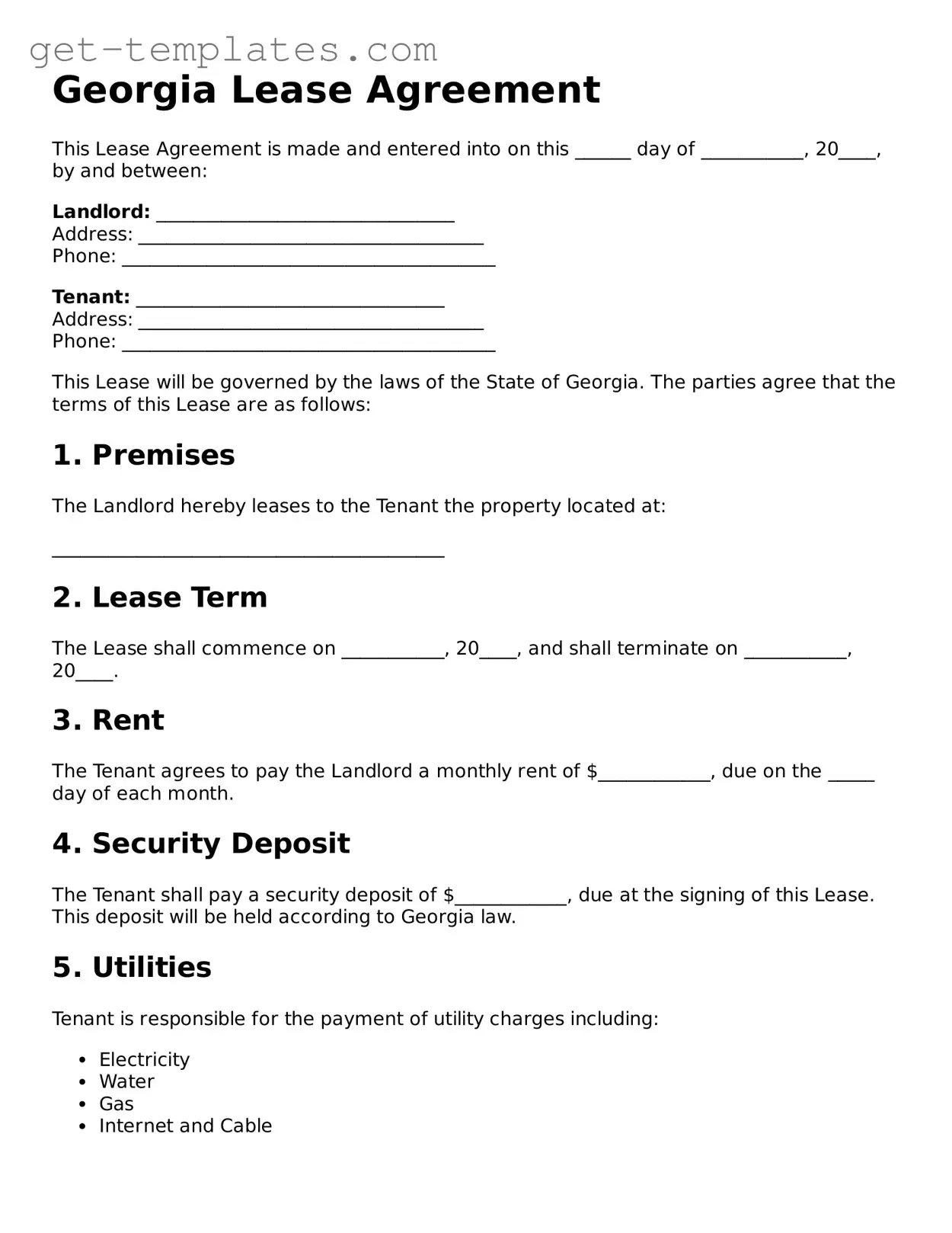 Attorney-Approved  Lease Agreement Document for Georgia