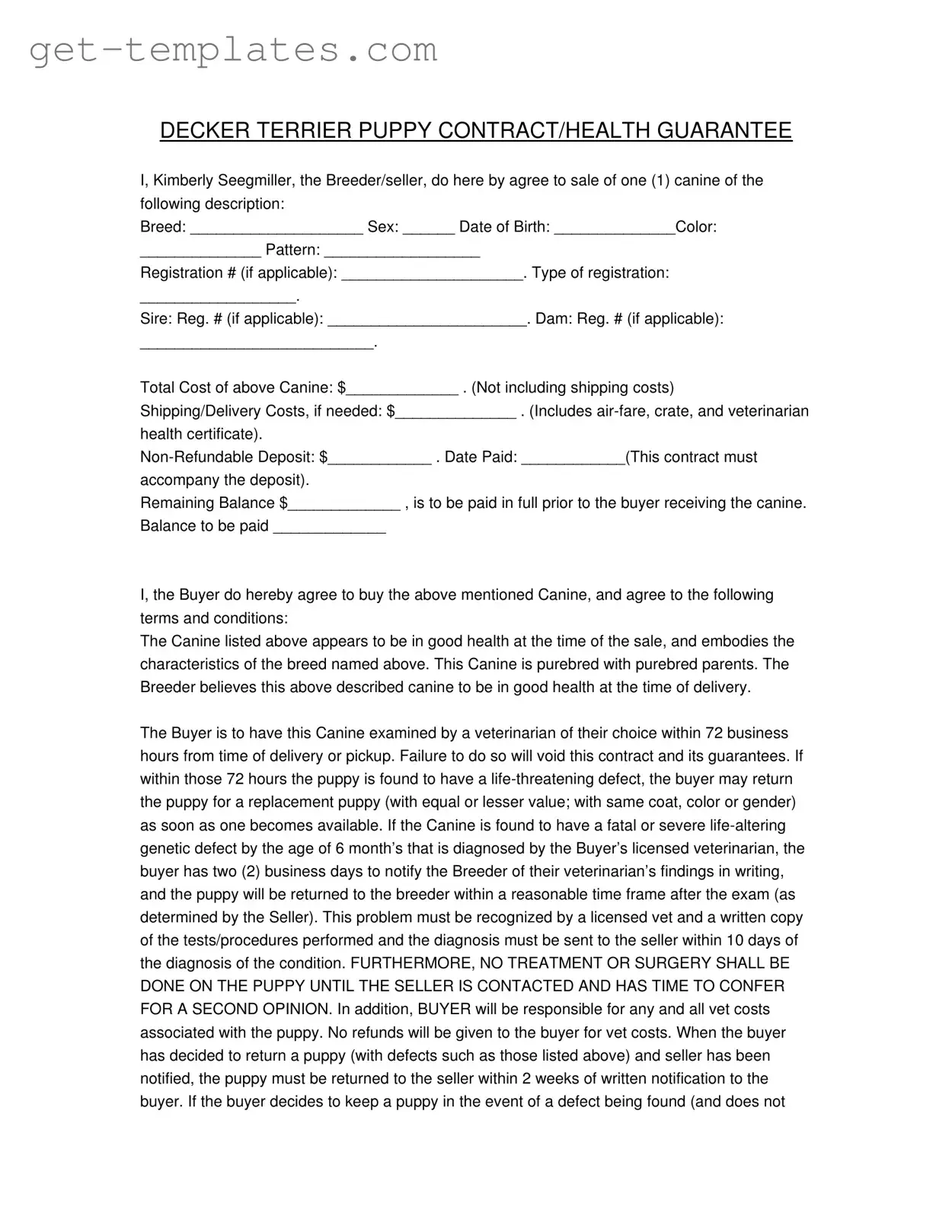 Fill in a Valid Health Guarantee Template