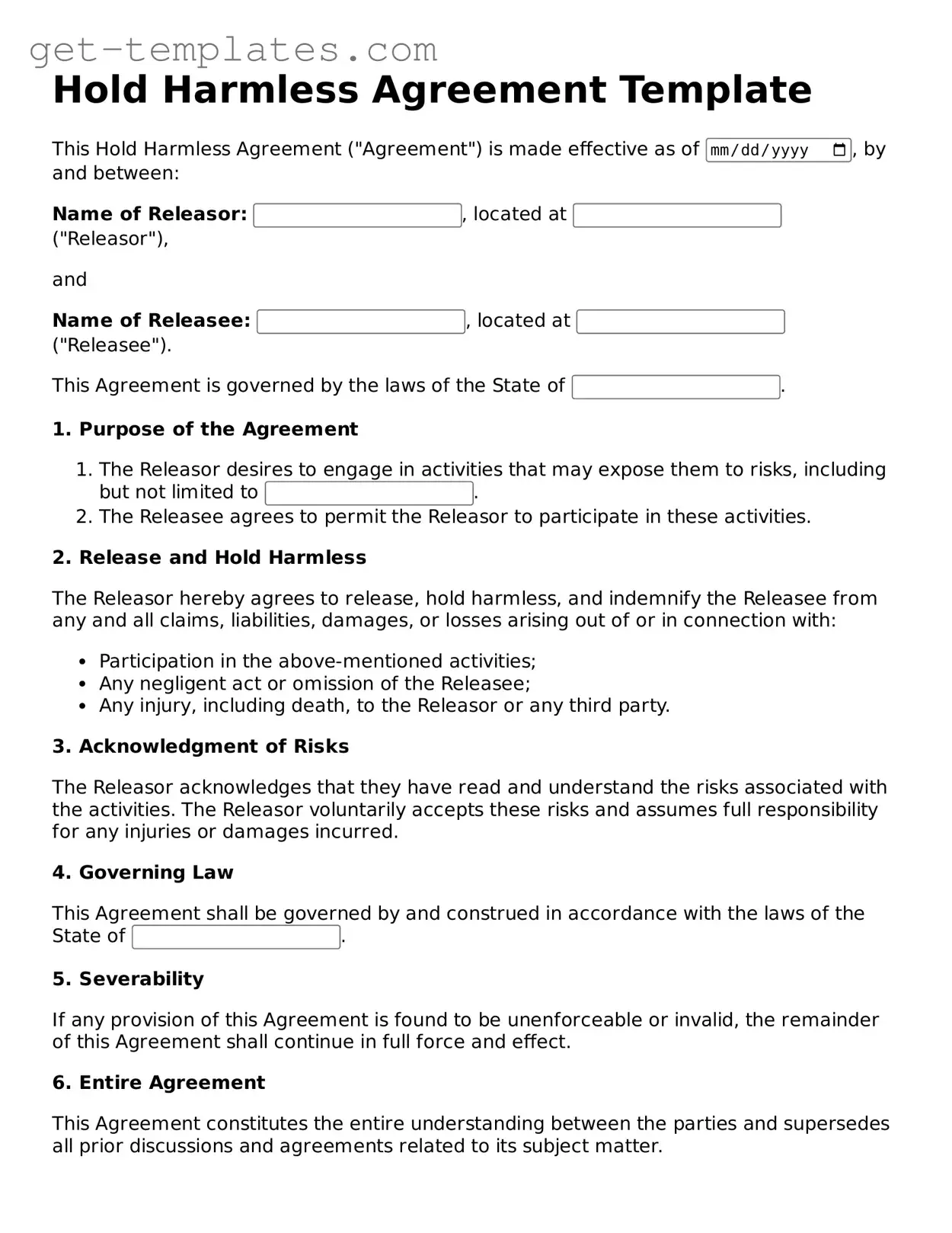 Attorney-Approved Hold Harmless Agreement Form