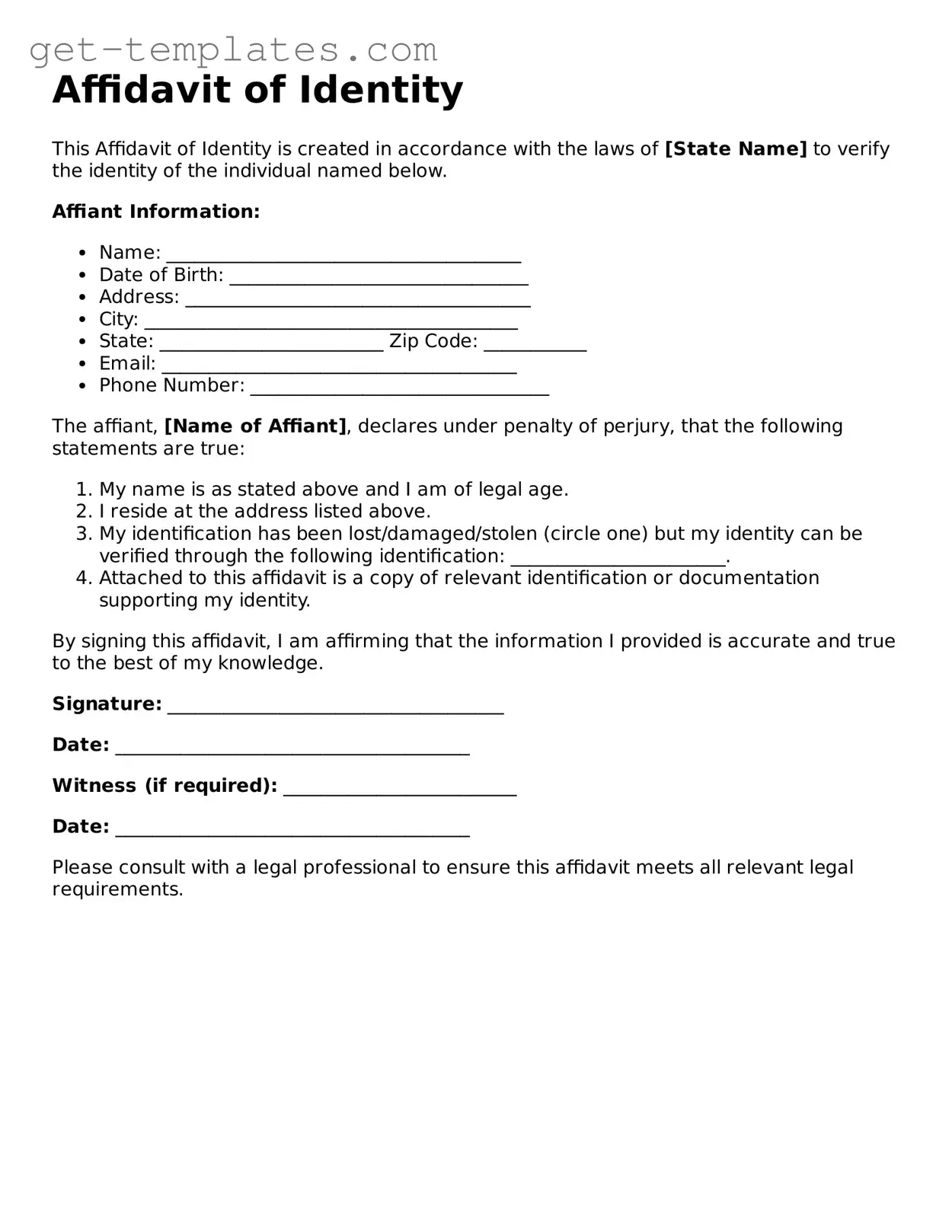 Attorney-Approved Affidavit of Identity Form