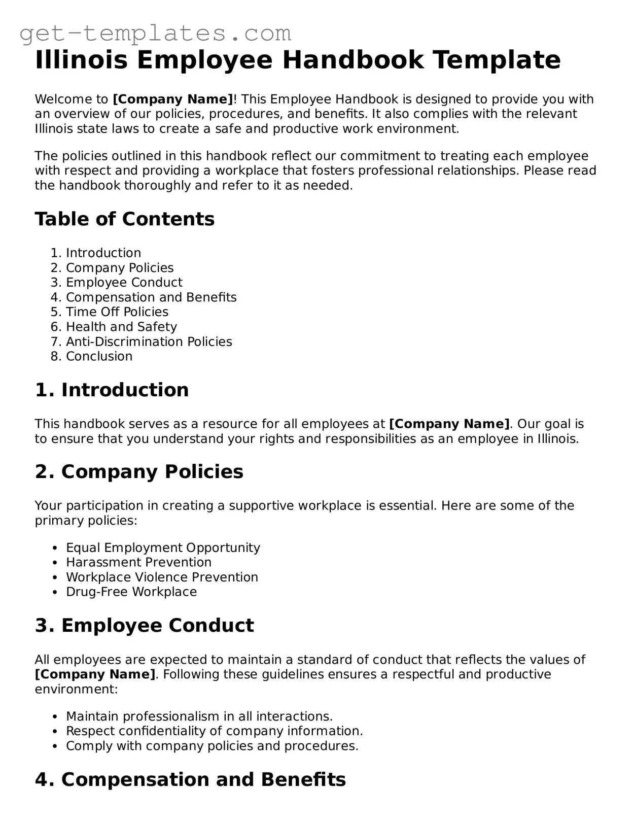 Attorney-Approved  Employee Handbook Document for Illinois
