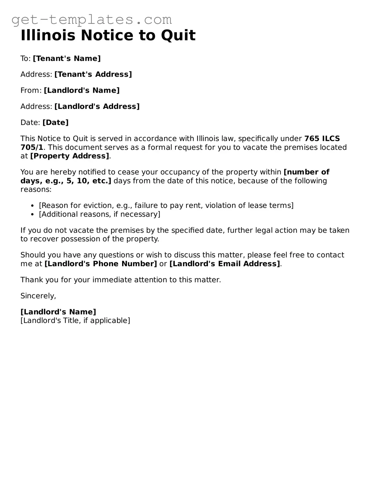 Attorney-Approved  Notice to Quit Document for Illinois