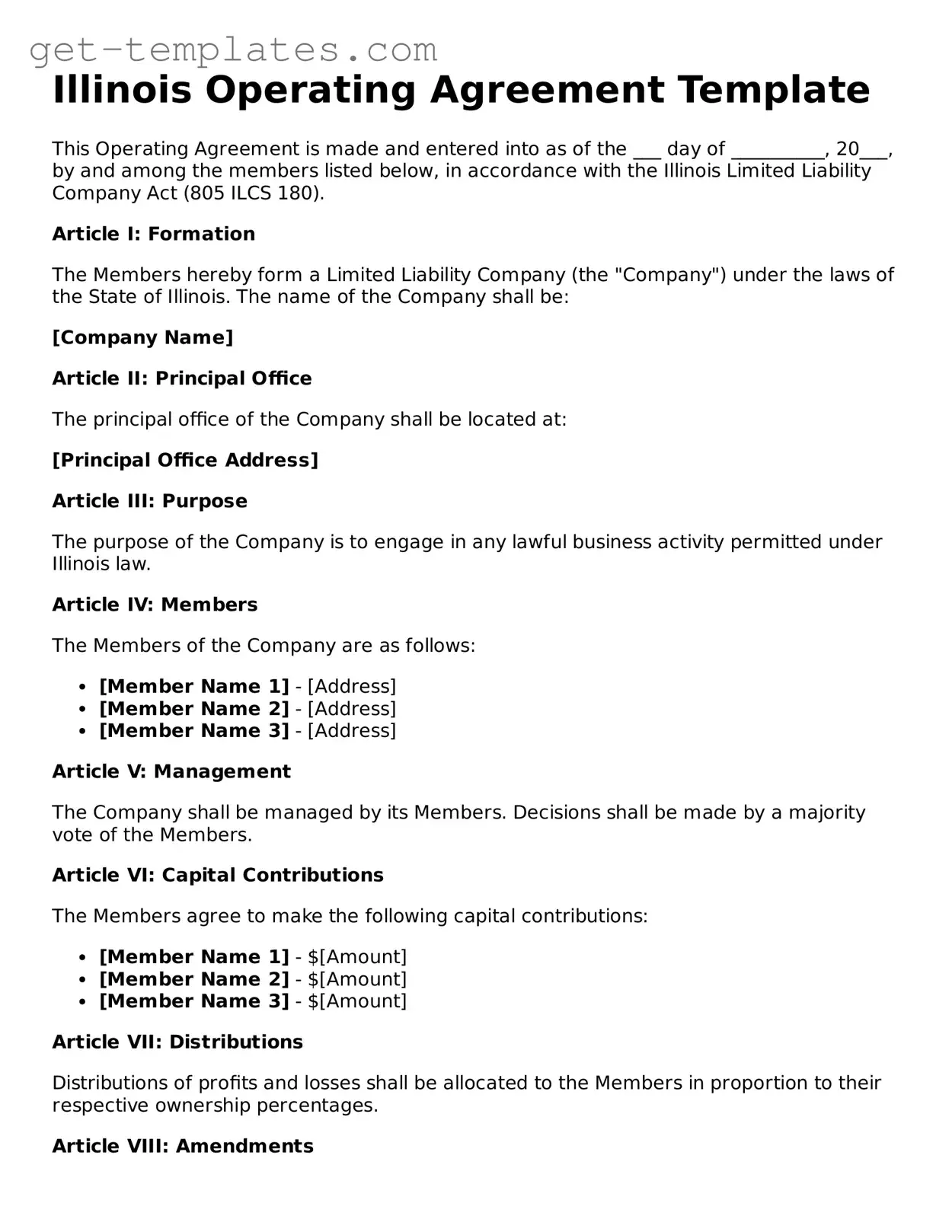 Attorney-Approved  Operating Agreement Document for Illinois