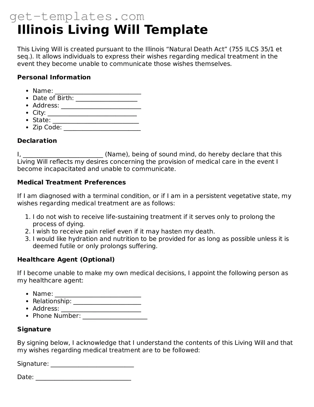 Attorney-Approved  Living Will Document for Illinois