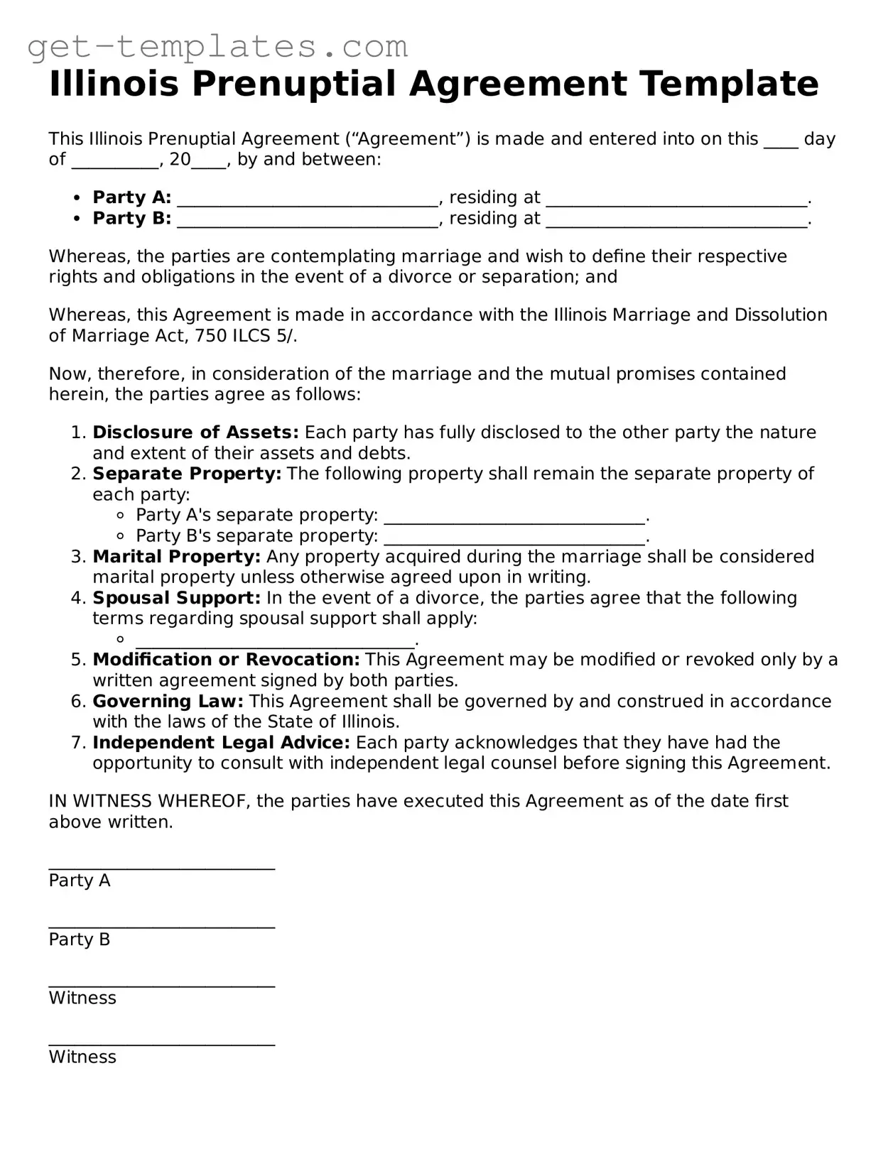 Attorney-Approved  Prenuptial Agreement Document for Illinois