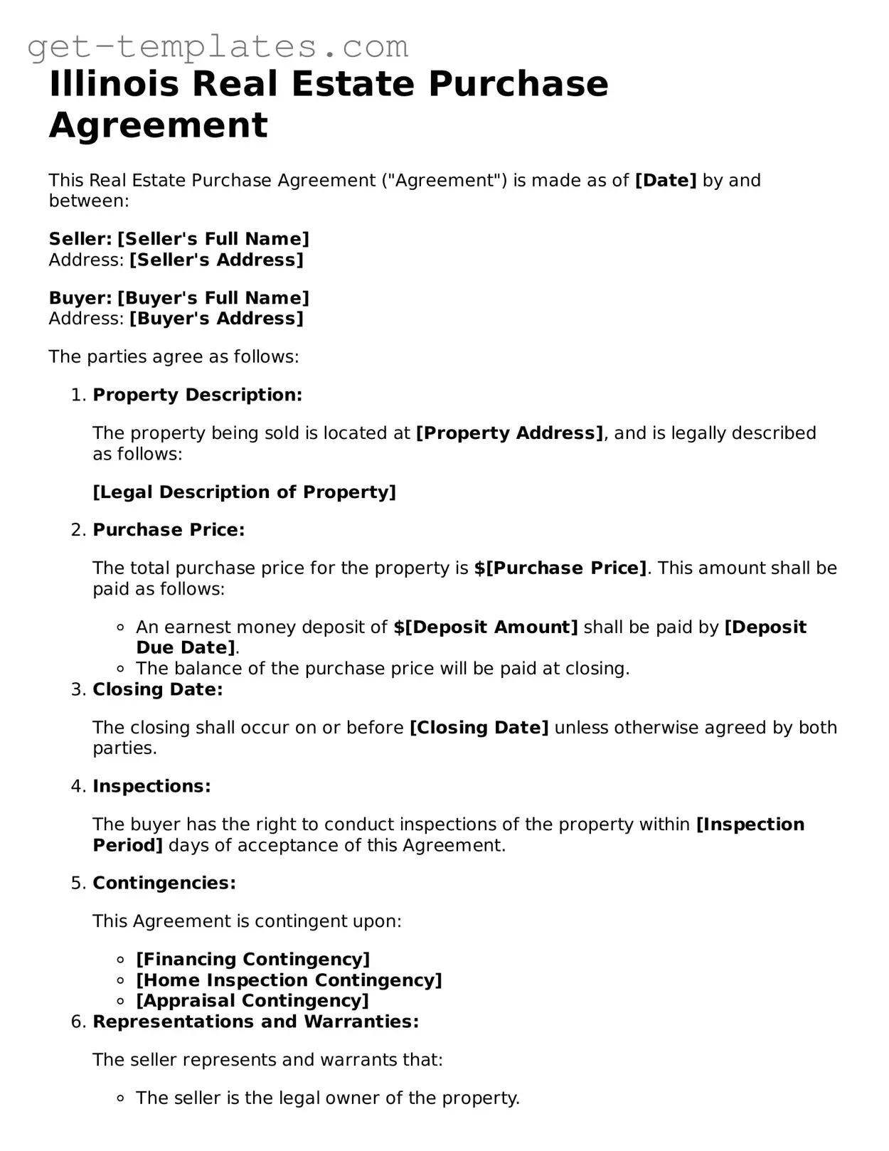 Attorney-Approved Real Estate Purchase Agreement Document for Illinois