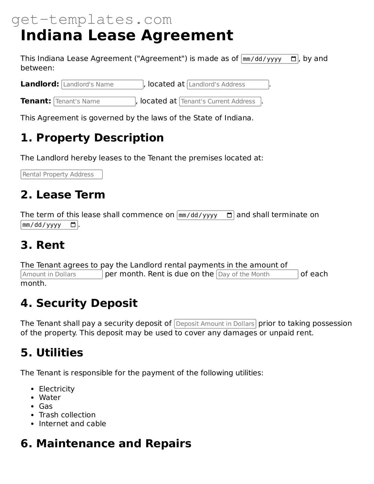 Attorney-Approved Lease Agreement Document for Indiana