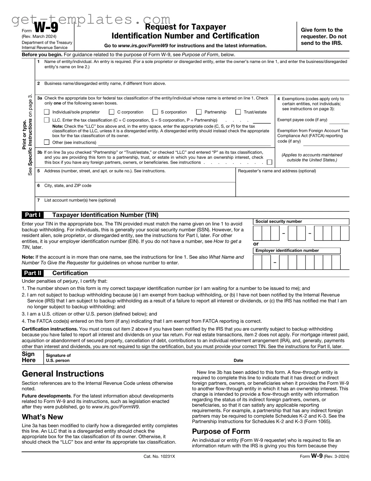 Fill in a Valid IRS W-9 Template