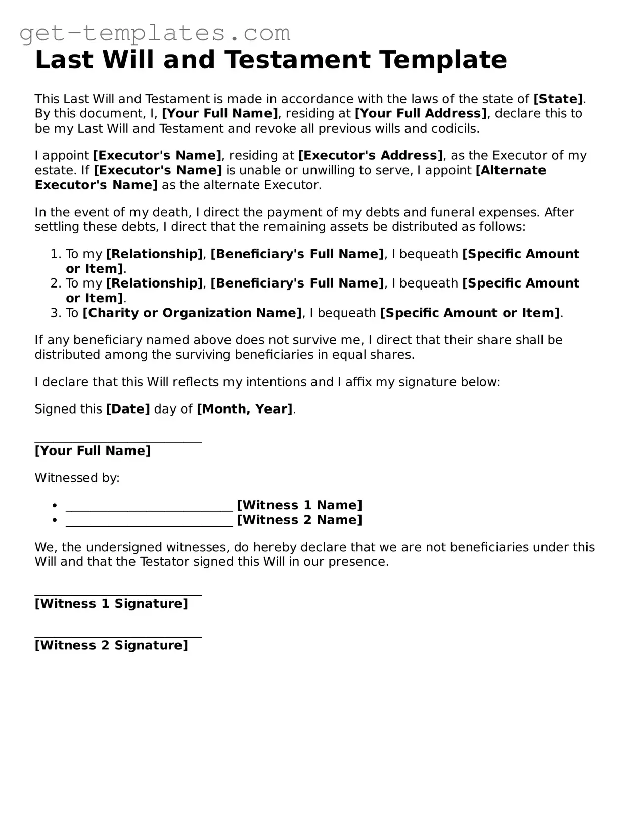 Attorney-Approved Last Will and Testament Form