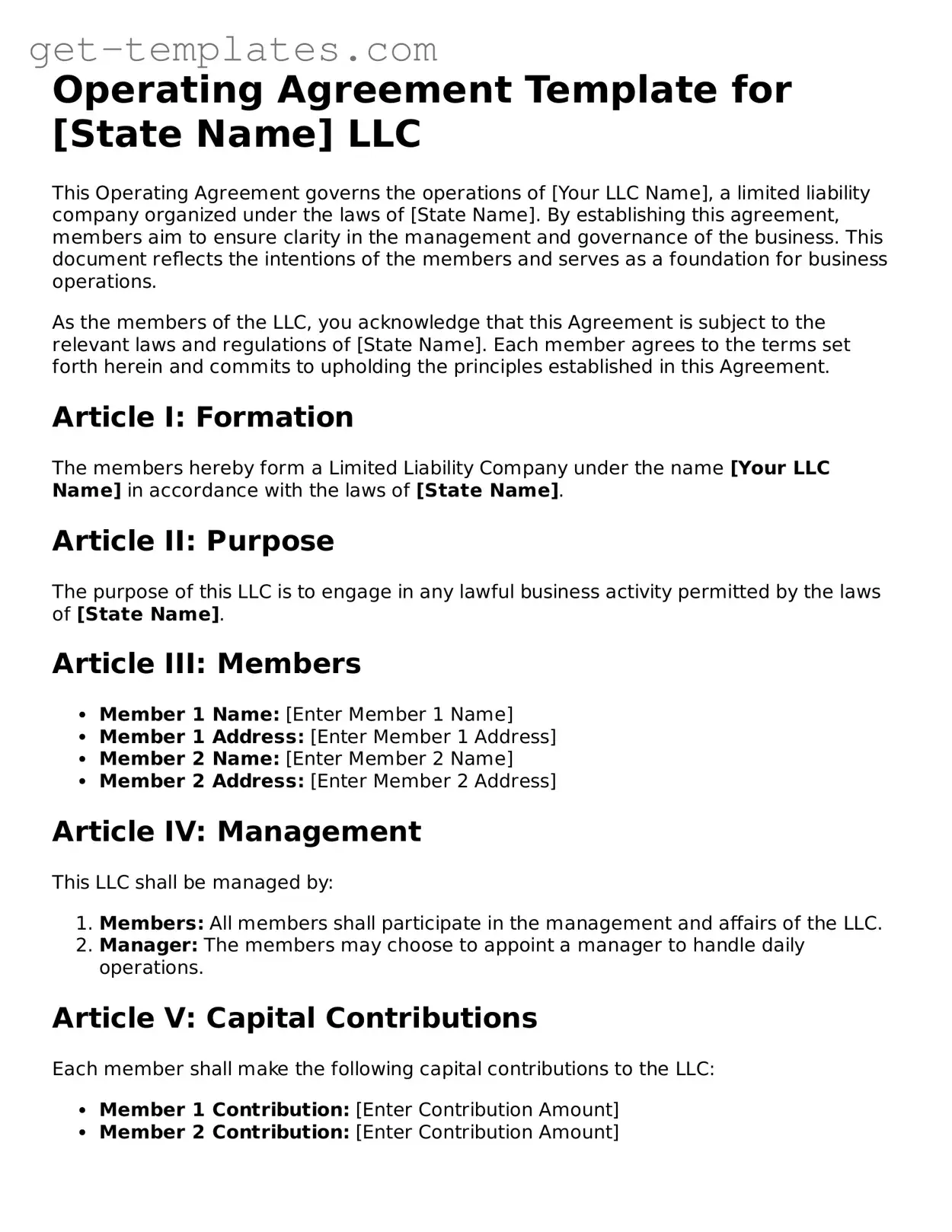 Attorney-Approved Operating Agreement Form