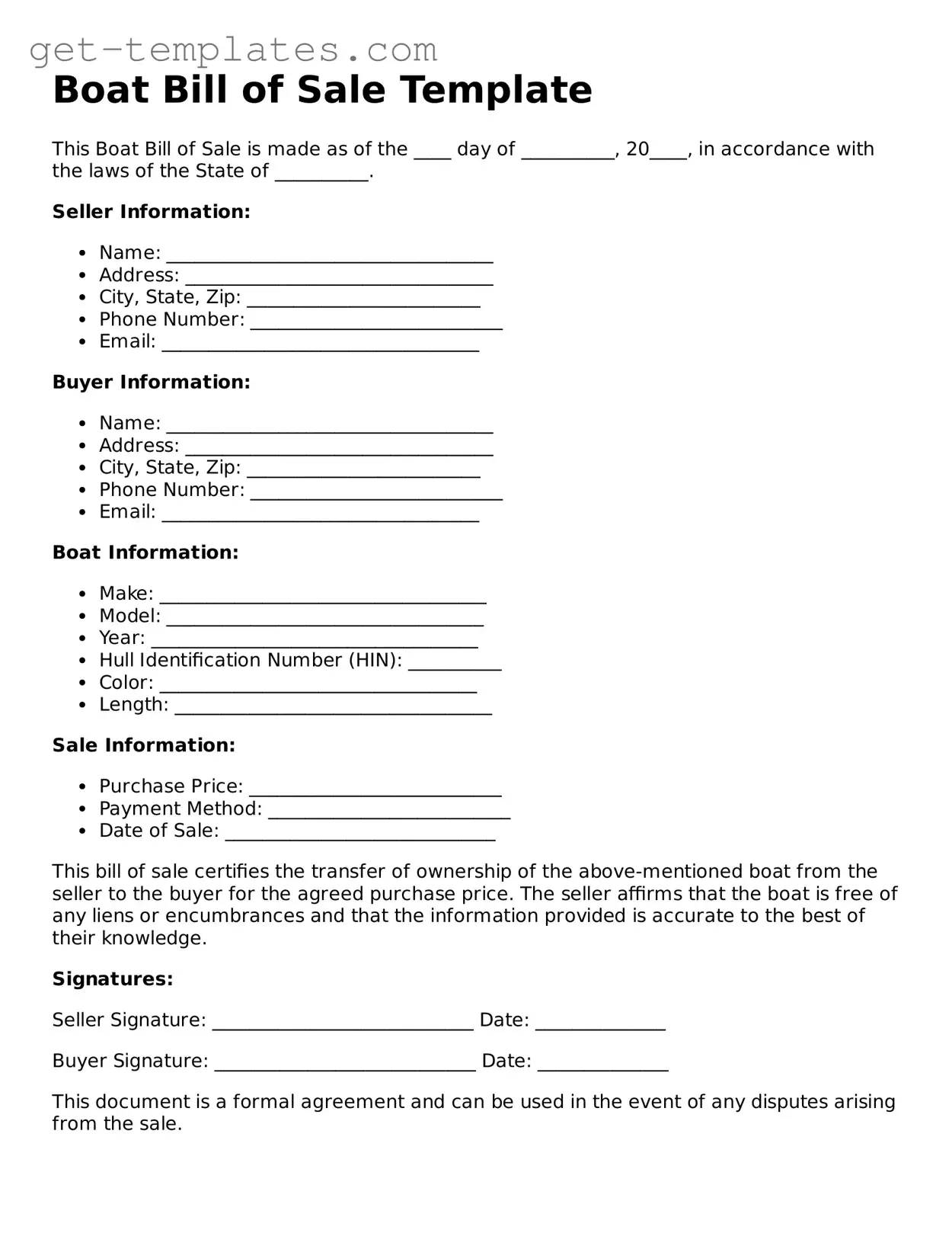 Attorney-Approved Boat Bill of Sale Form