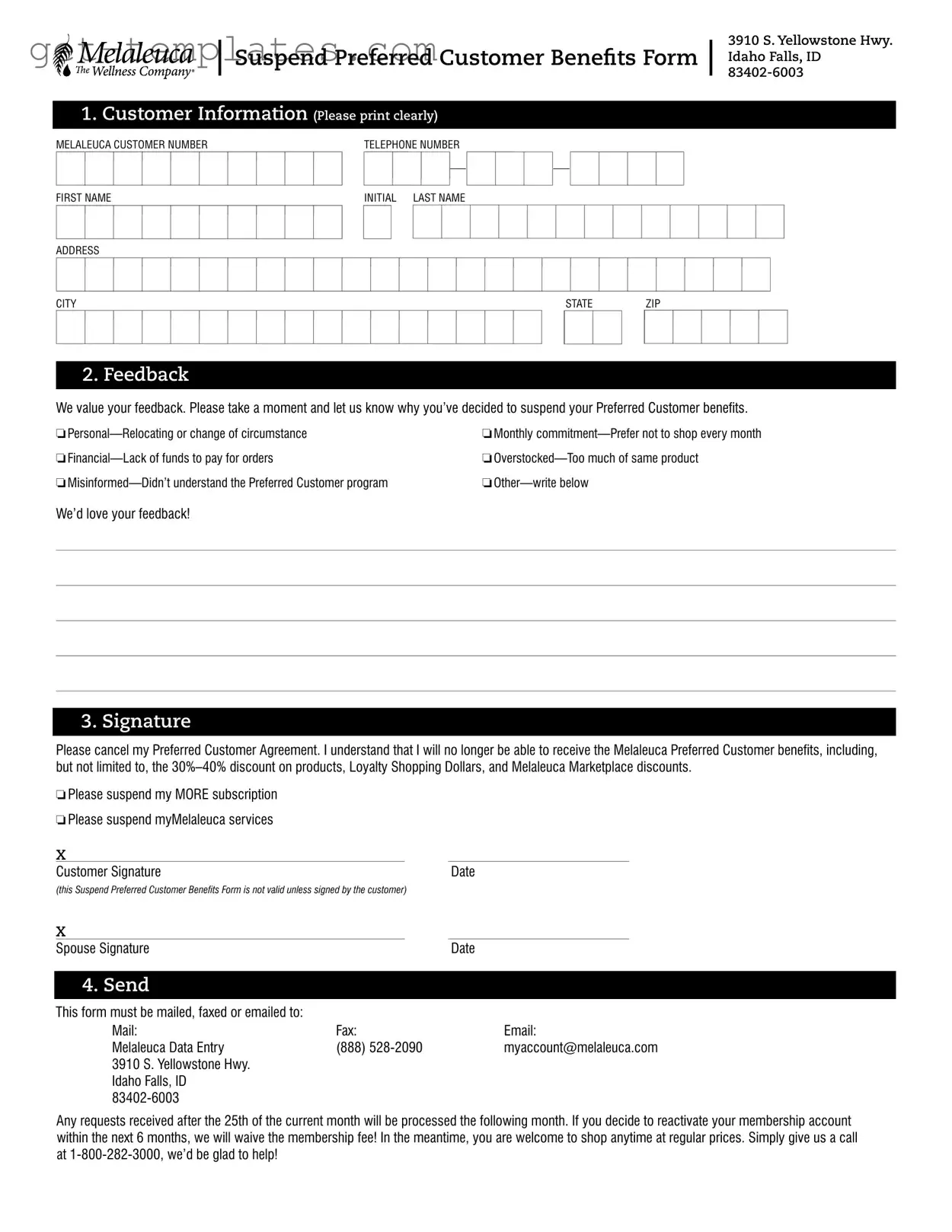 Fill in a Valid Melaleuca Cancellation Template