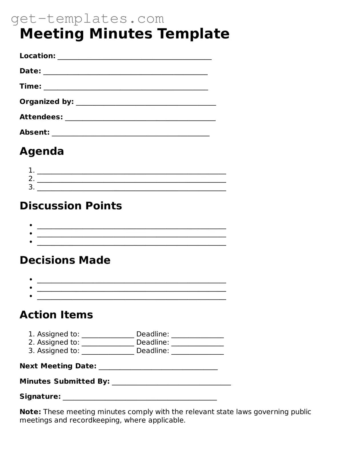 Attorney-Approved Meeting Minutes Form