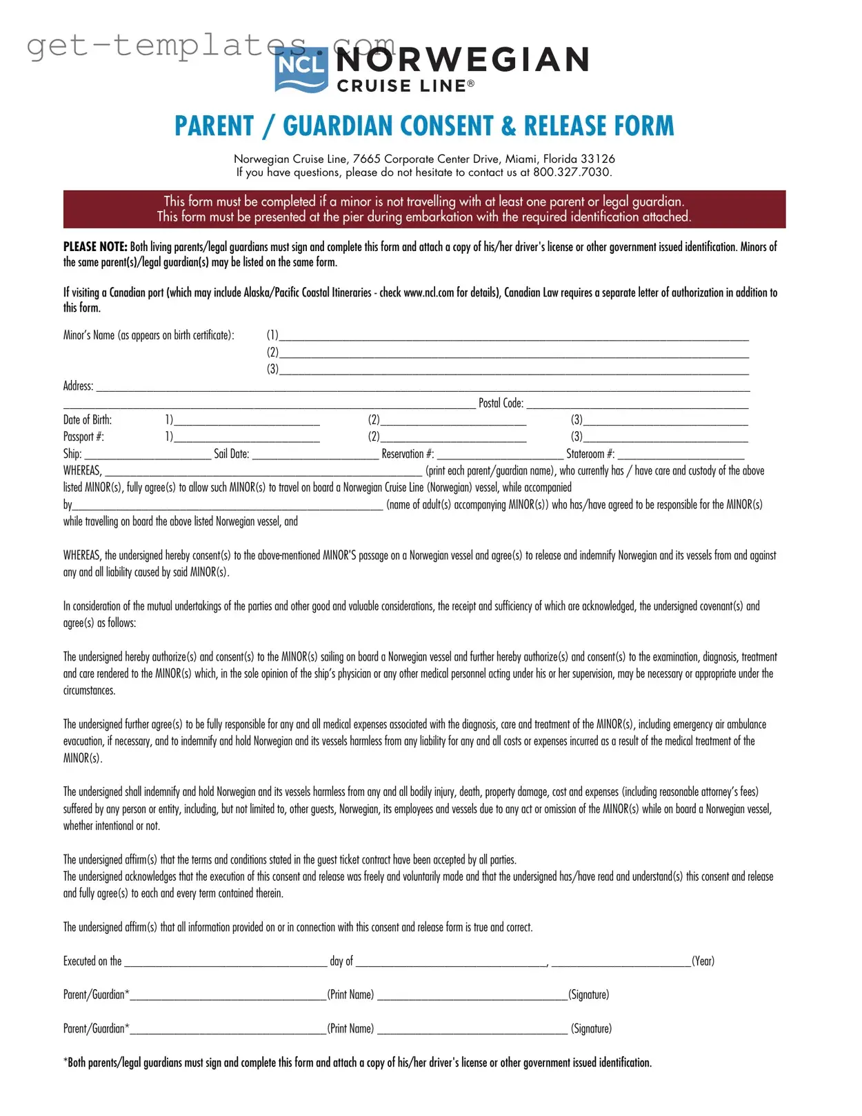 Fill in a Valid NCL Parental Consent Template