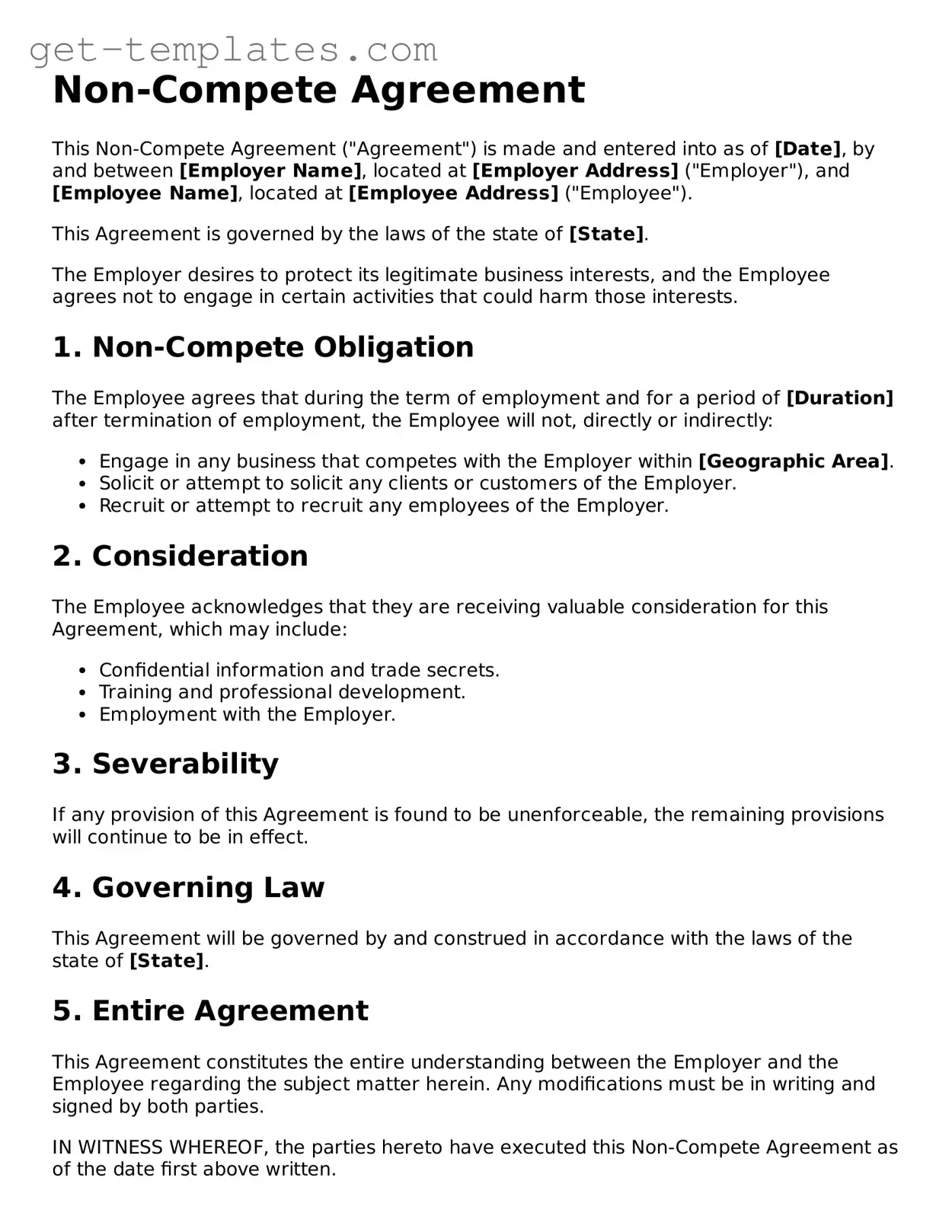 Attorney-Approved Non-compete Agreement Form