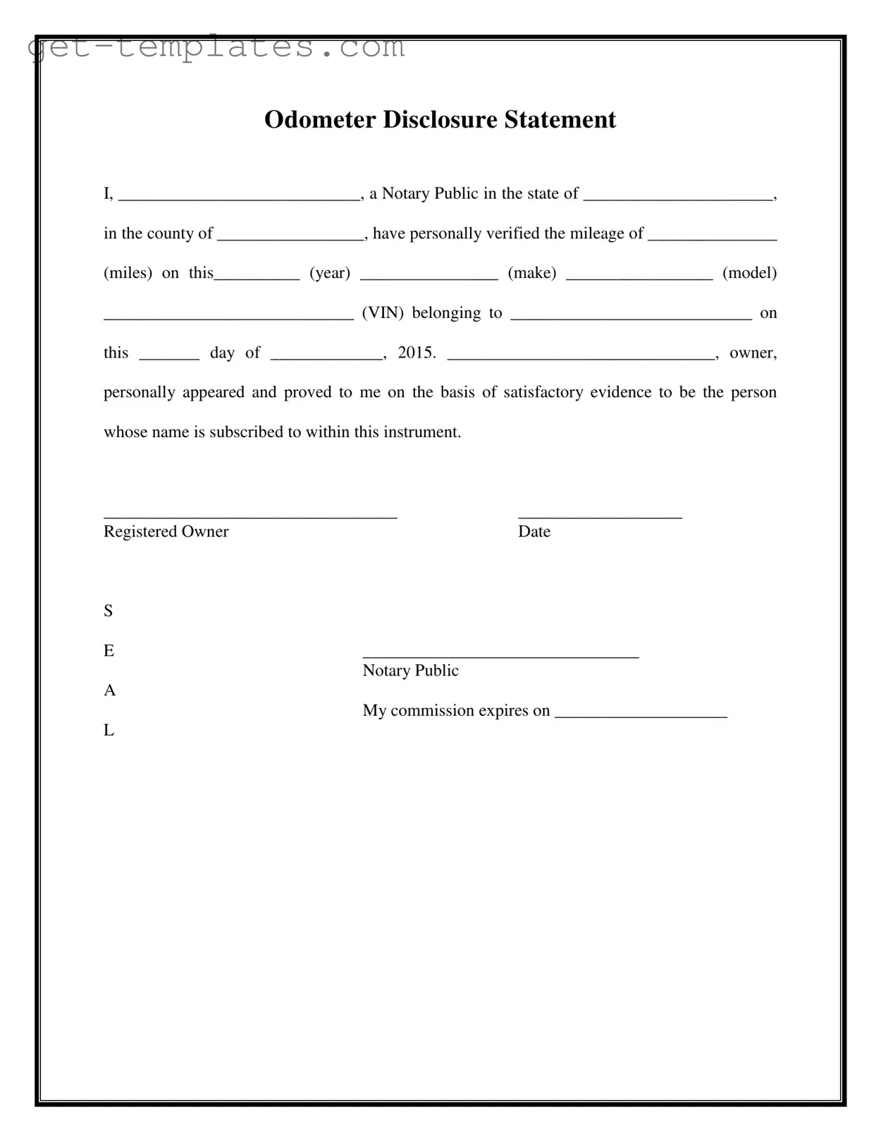 Fill in a Valid Notarized Odometer Statement Template