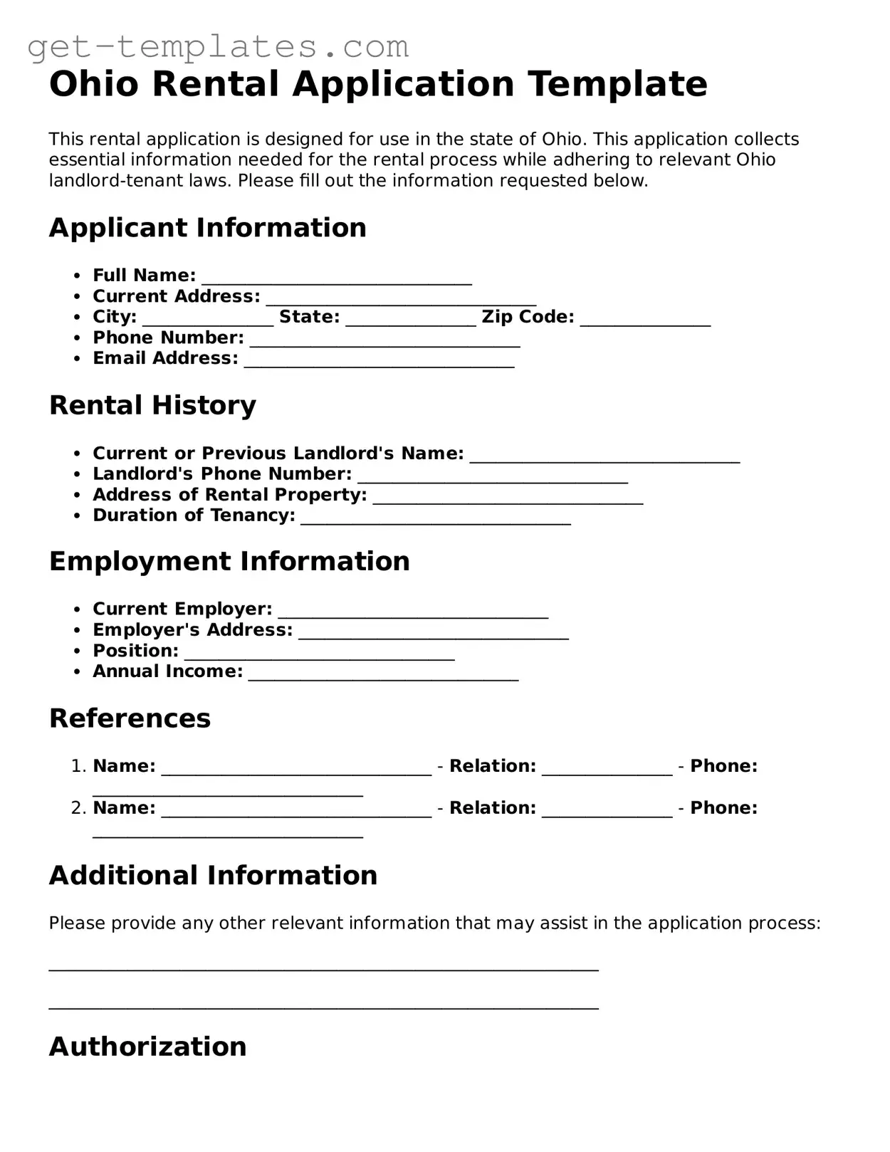 Attorney-Approved  Rental Application Document for Ohio