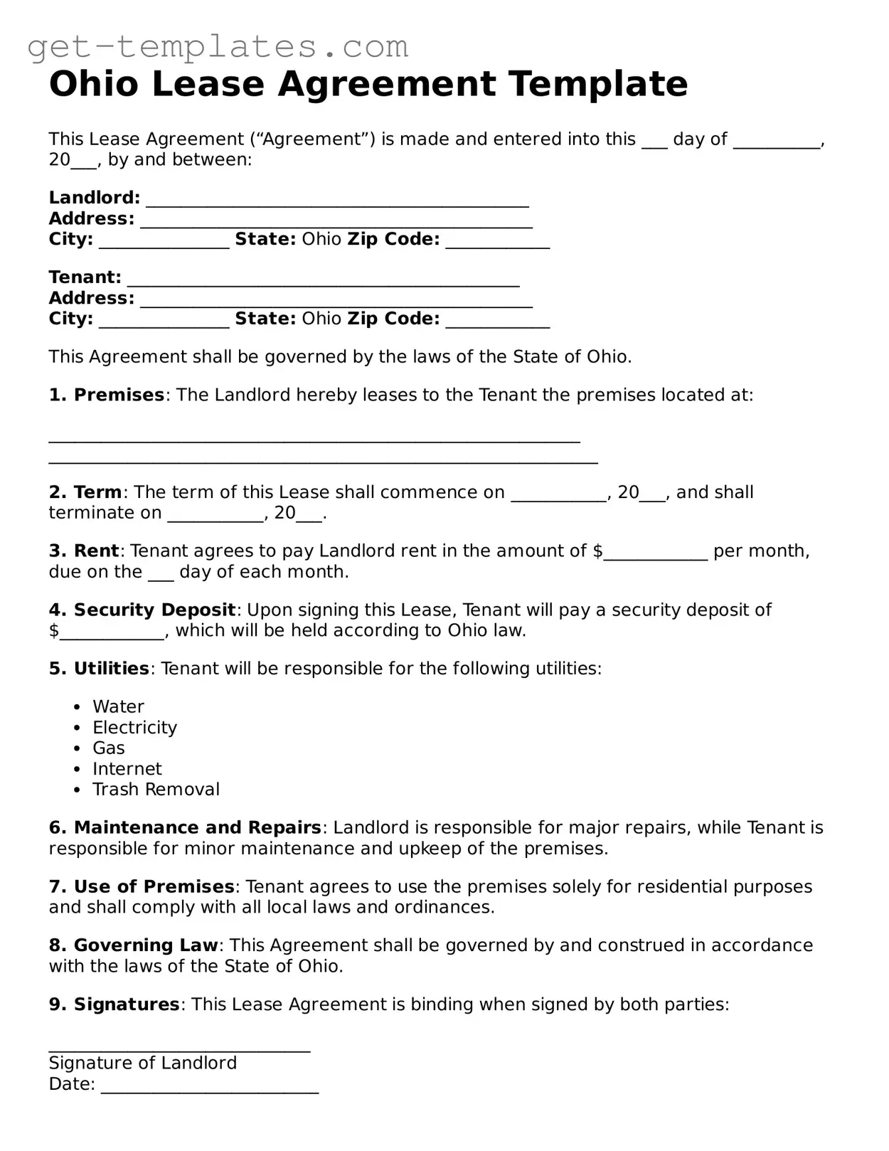 Attorney-Approved  Lease Agreement Document for Ohio