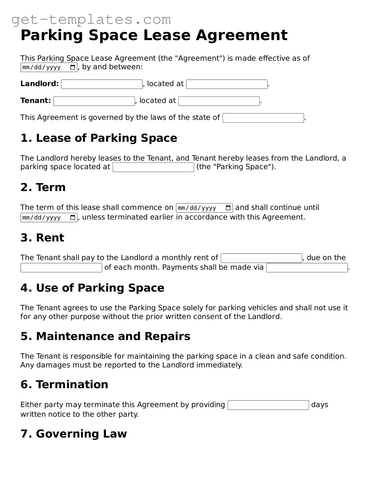 Attorney-Approved Parking Space Lease Agreement Form