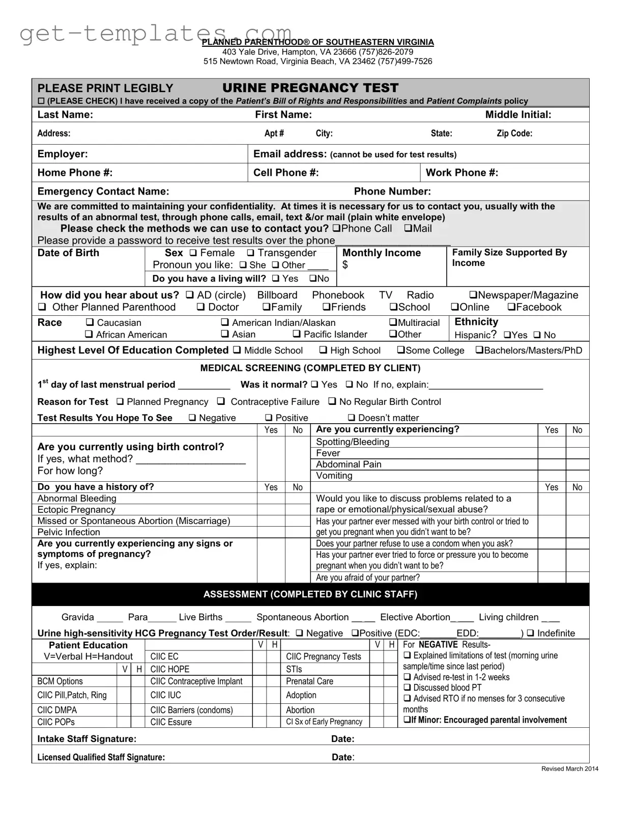 Fill in a Valid Planned Parenthood Proof Template