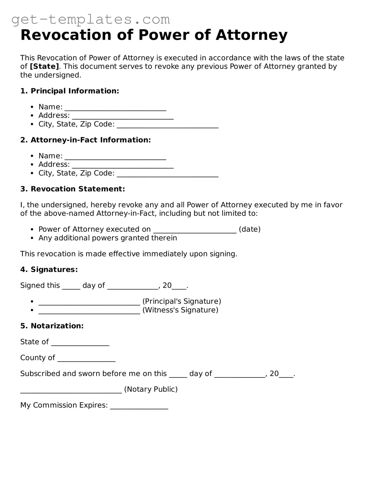 Attorney-Approved Revocation of Power of Attorney Form