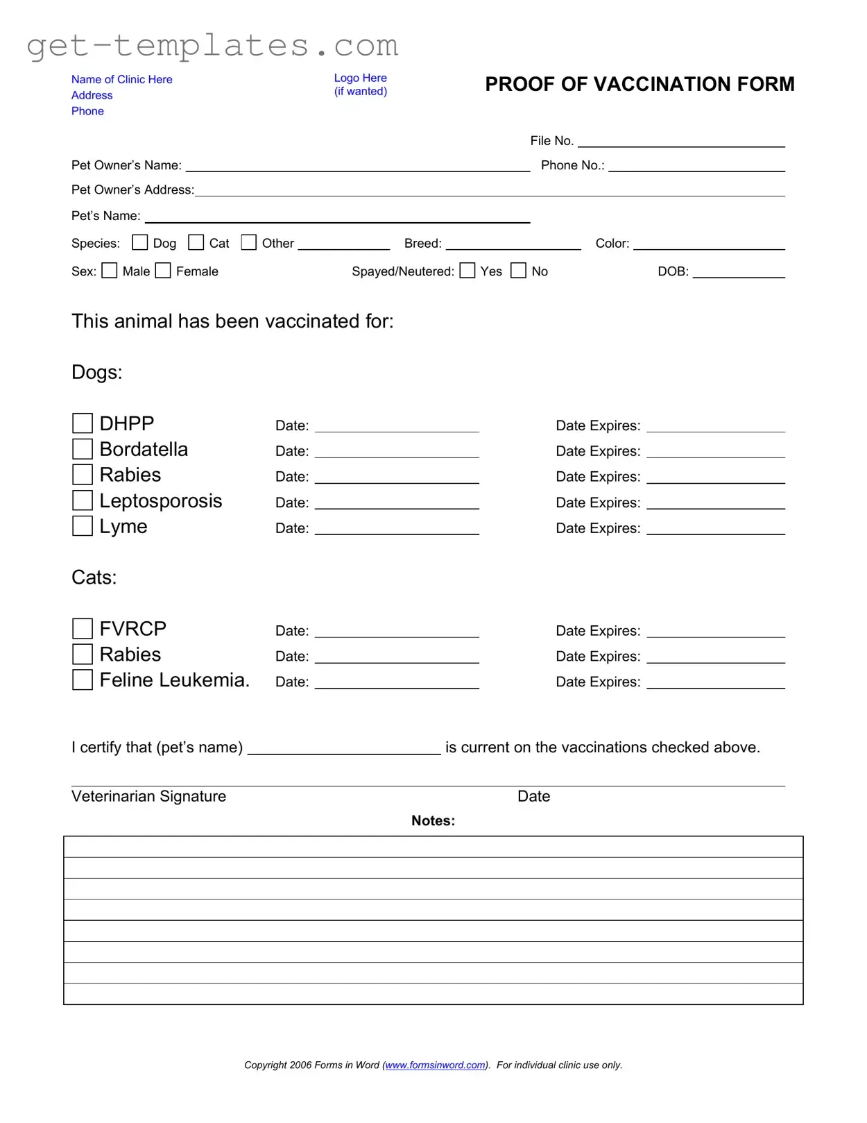 Fill in a Valid Proof Of Vaccination Dog Template