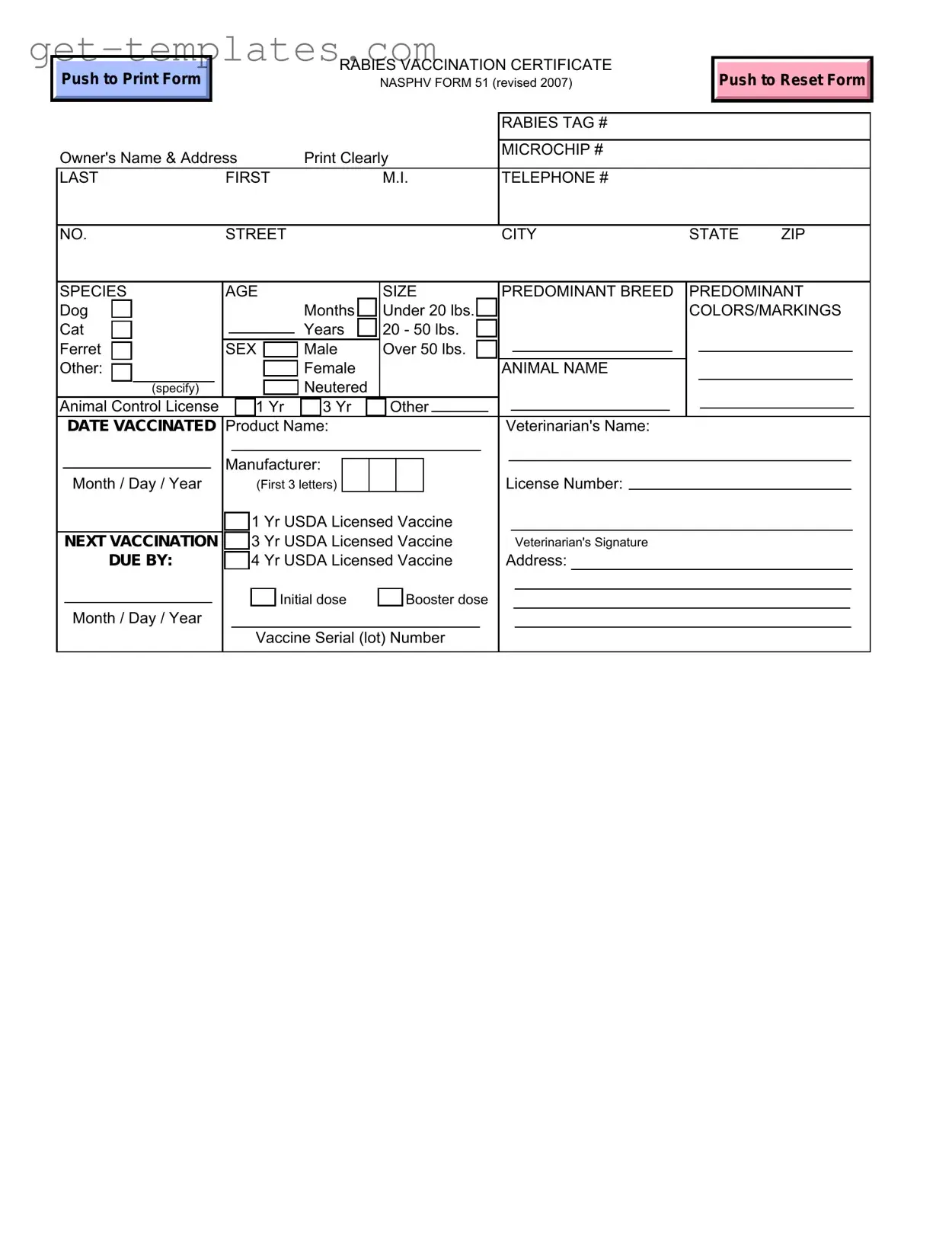 Fill in a Valid Rabies Certificate Template