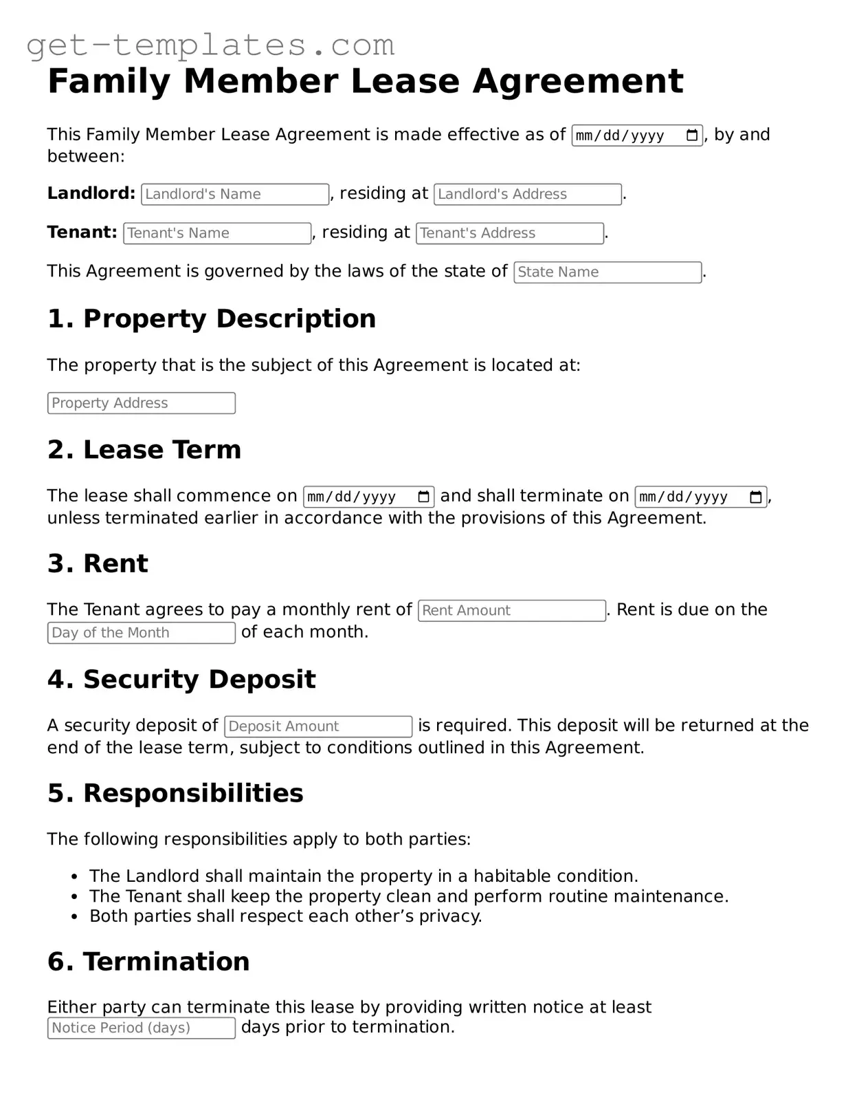 Attorney-Approved Family Member Lease Agreement Form