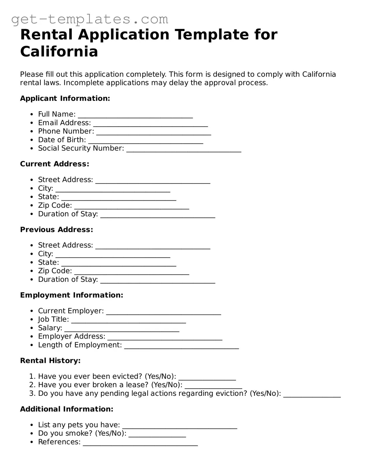 Attorney-Approved Rental Application Form