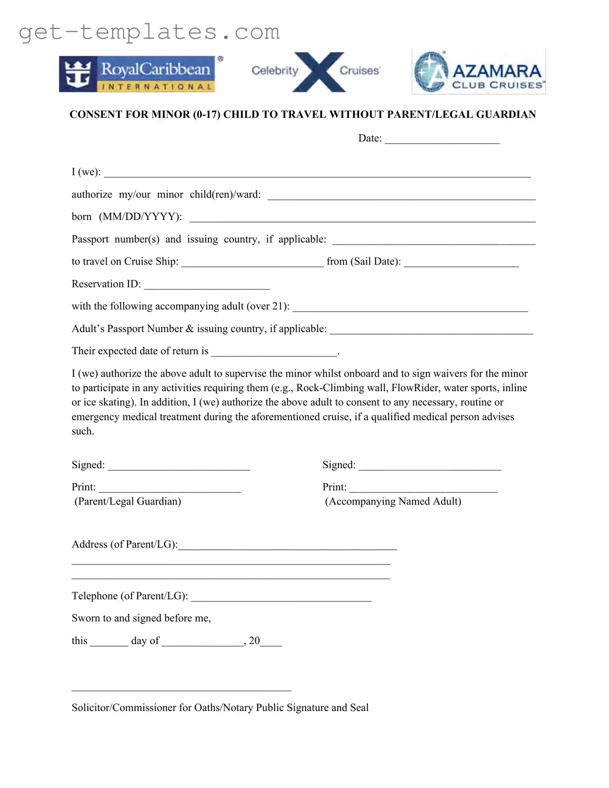 Fill in a Valid Royal Caribbean Parental Consent Template